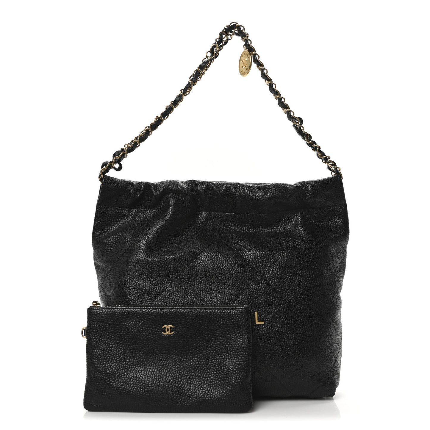 Shiny Caviar Quilted Small Chanel 22 Black