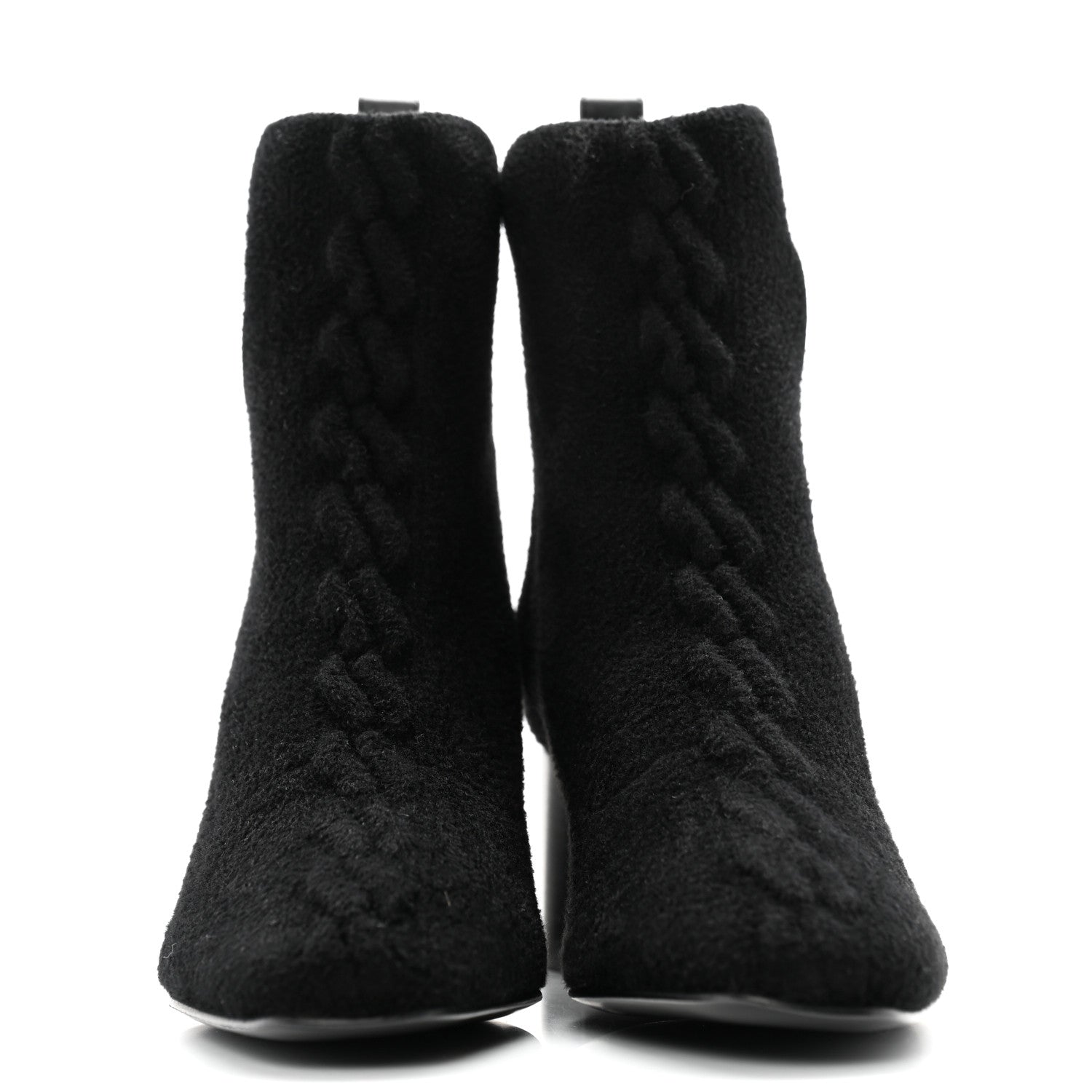 Hermes Knit Calfskin Jenna 60 Ankle Boots 36 Black 2 of 8