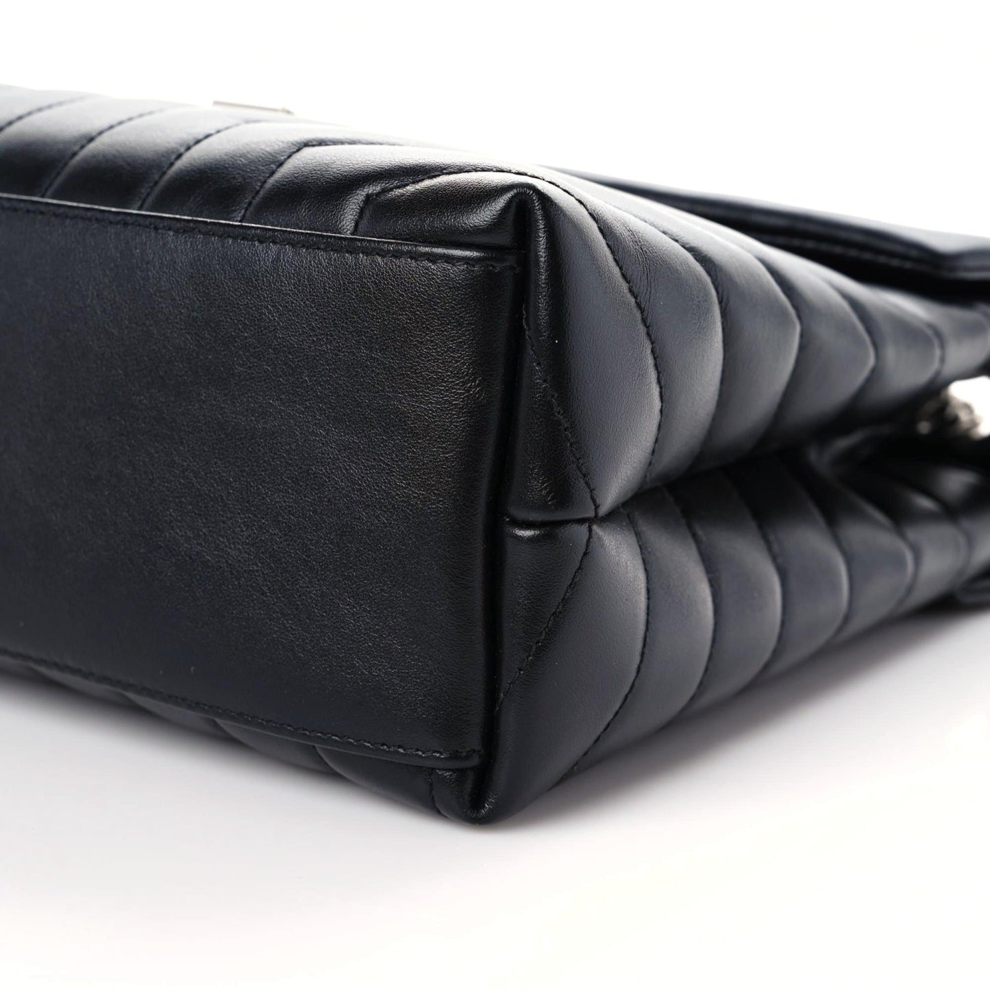 Calfskin Y Quilted Monogram Medium Loulou Chain Satchel Black