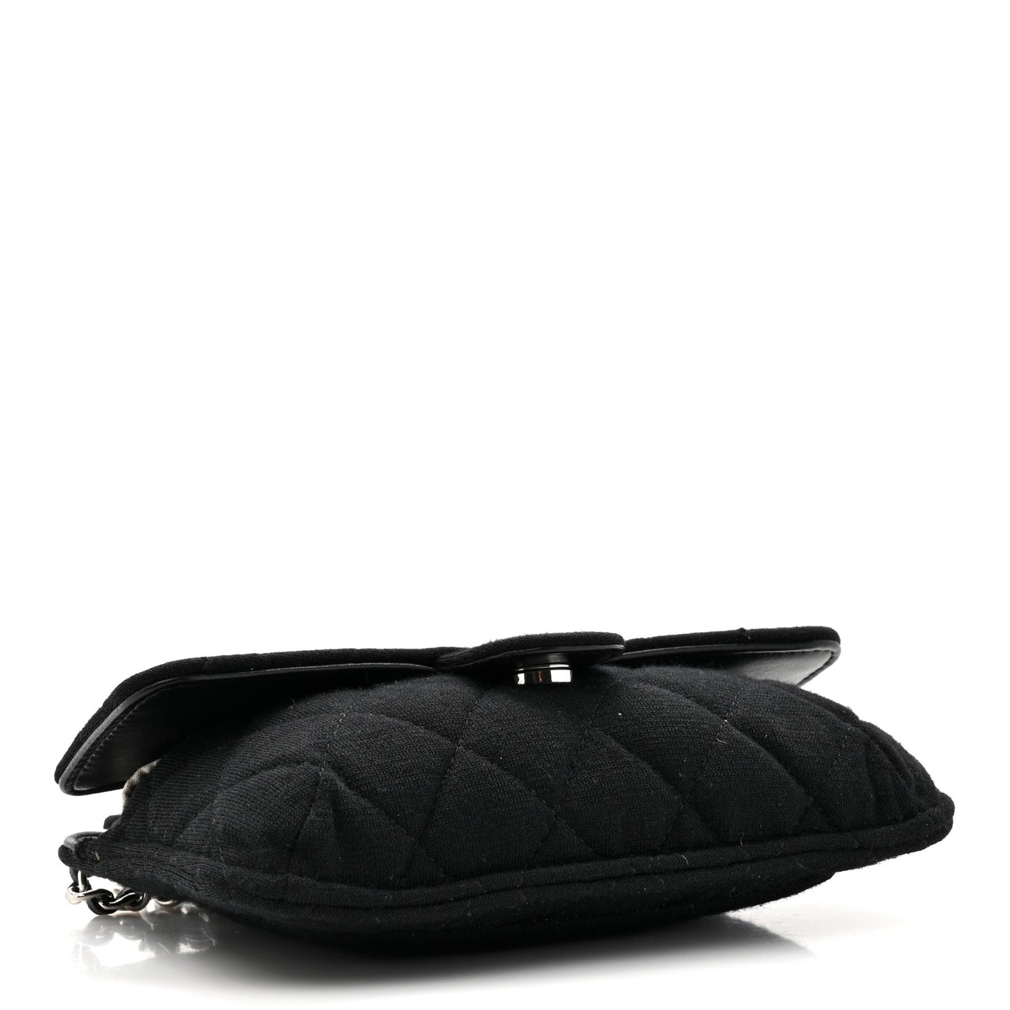 Jersey Fabric Quilted Foldable Tote With Chain Black Multicolor