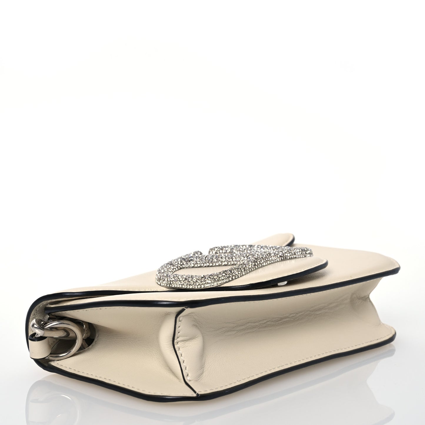 Calfskin Crystal Vlogo Small Loco Shoulder Bag Light Ivory