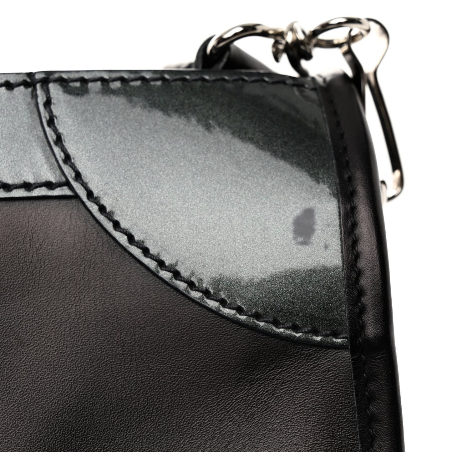 Smooth Calfskin Metallic Patent Giant 12 Silver Hardware City Black Gris