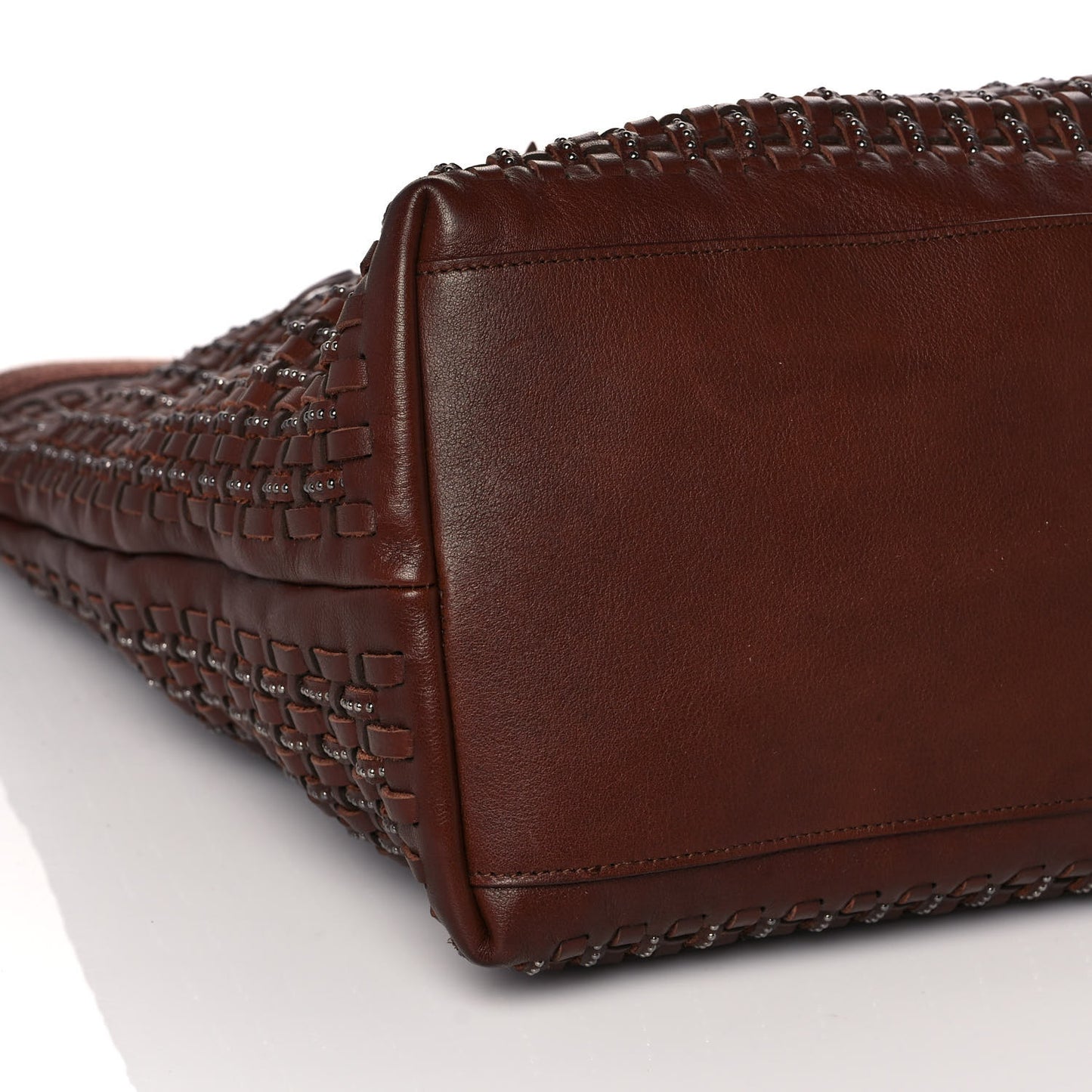 Calfskin Woven Patti Tote Brown