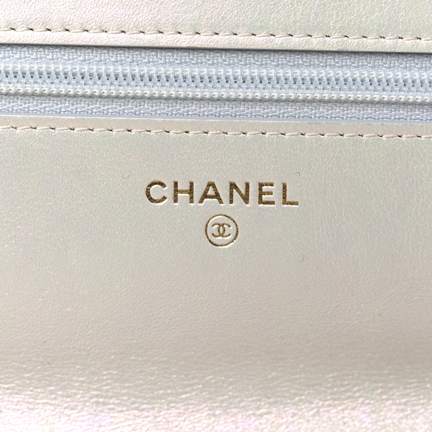 Chanel Iridescent Calfskin Quilted Chanel 19 Wallet On Chain WOC White 6 of 13