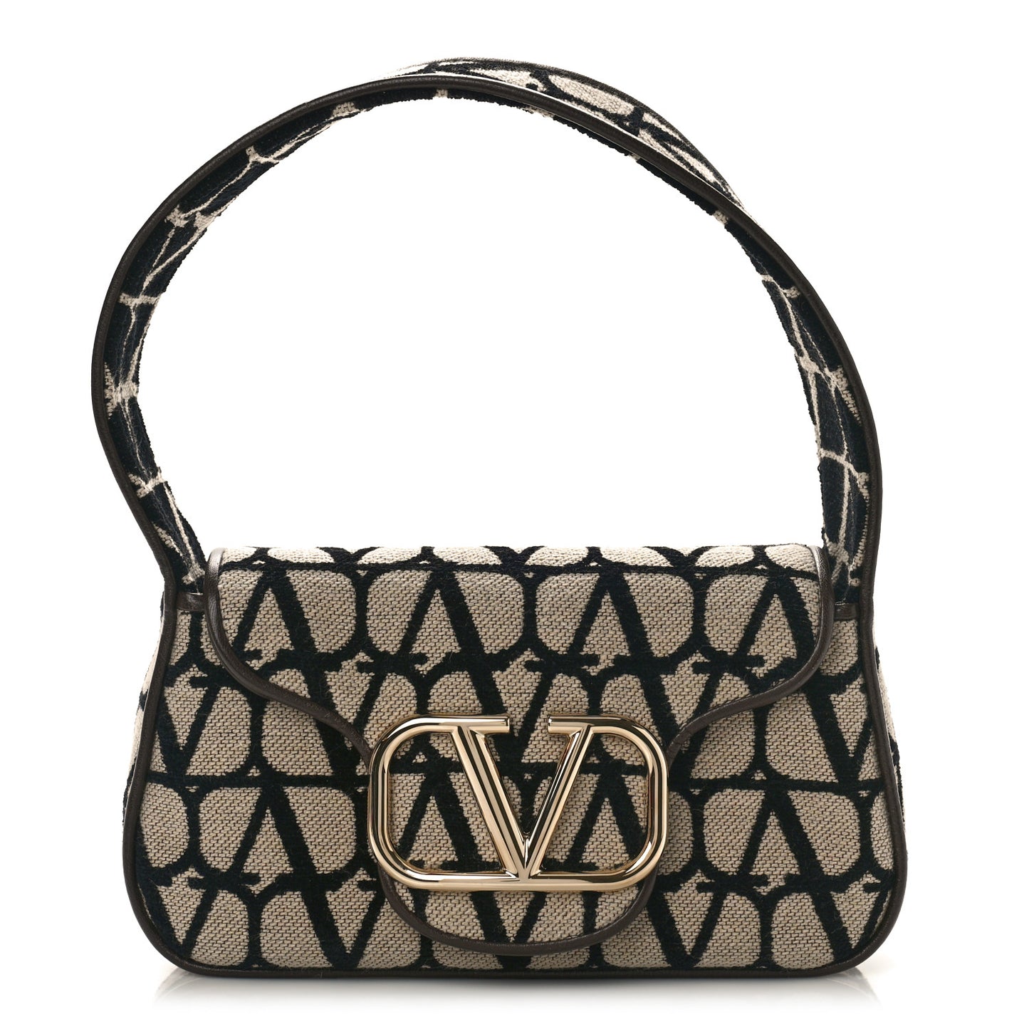 Toile Iconographe Goatskin Vlogo Small Loco Hobo Bag Naturale Black Fondant