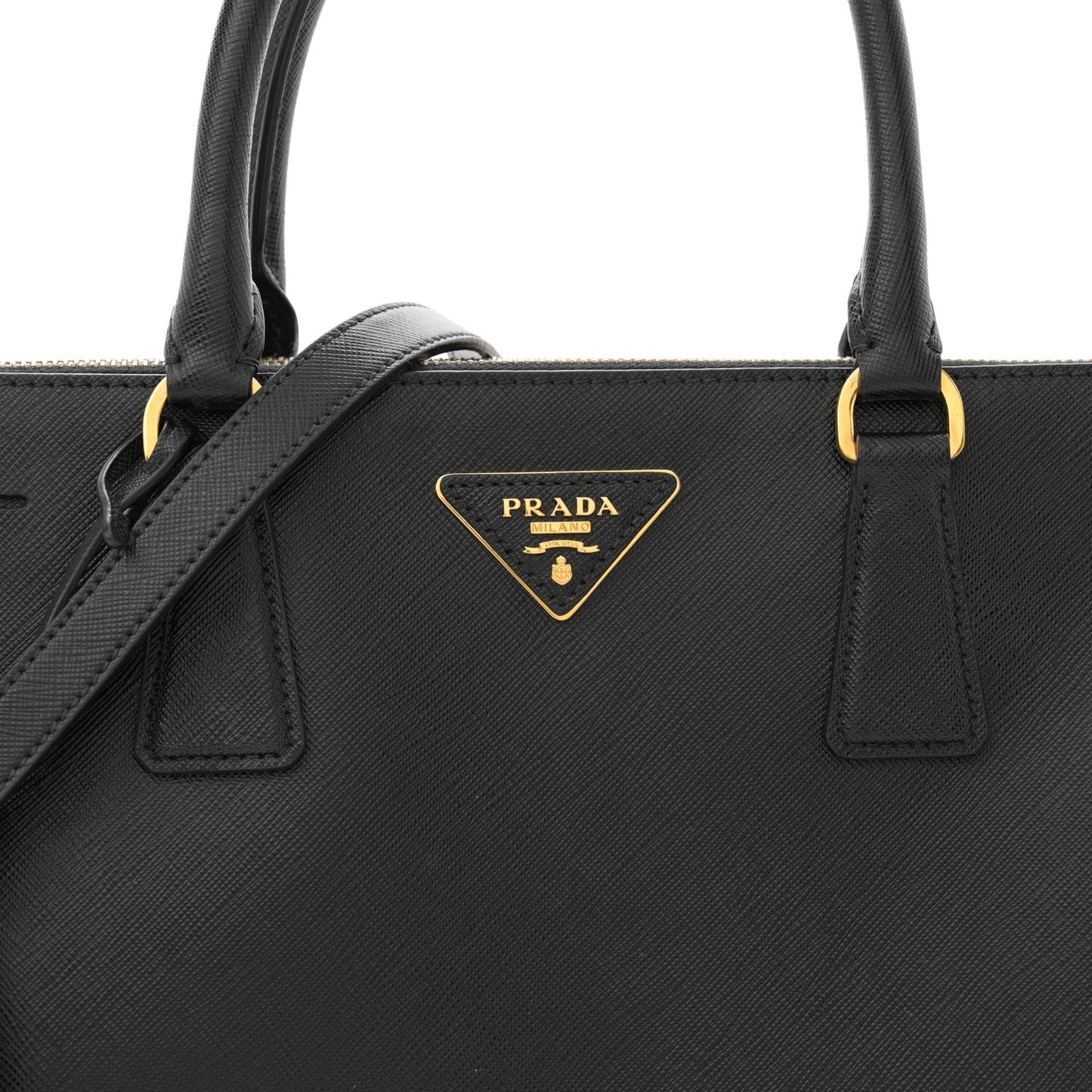 Saffiano Lux Medium Galleria Double Zip Tote Black