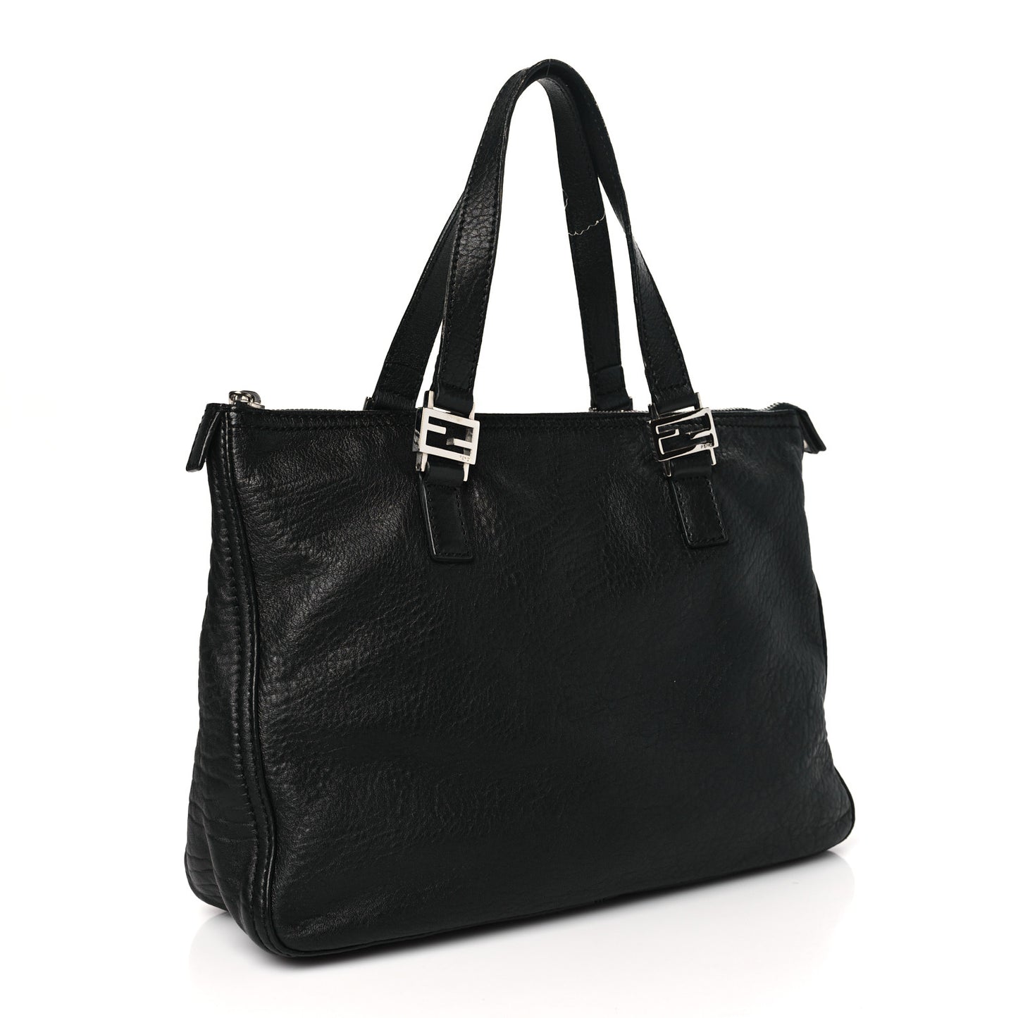 Crinkled Lambskin Zip Tote Black