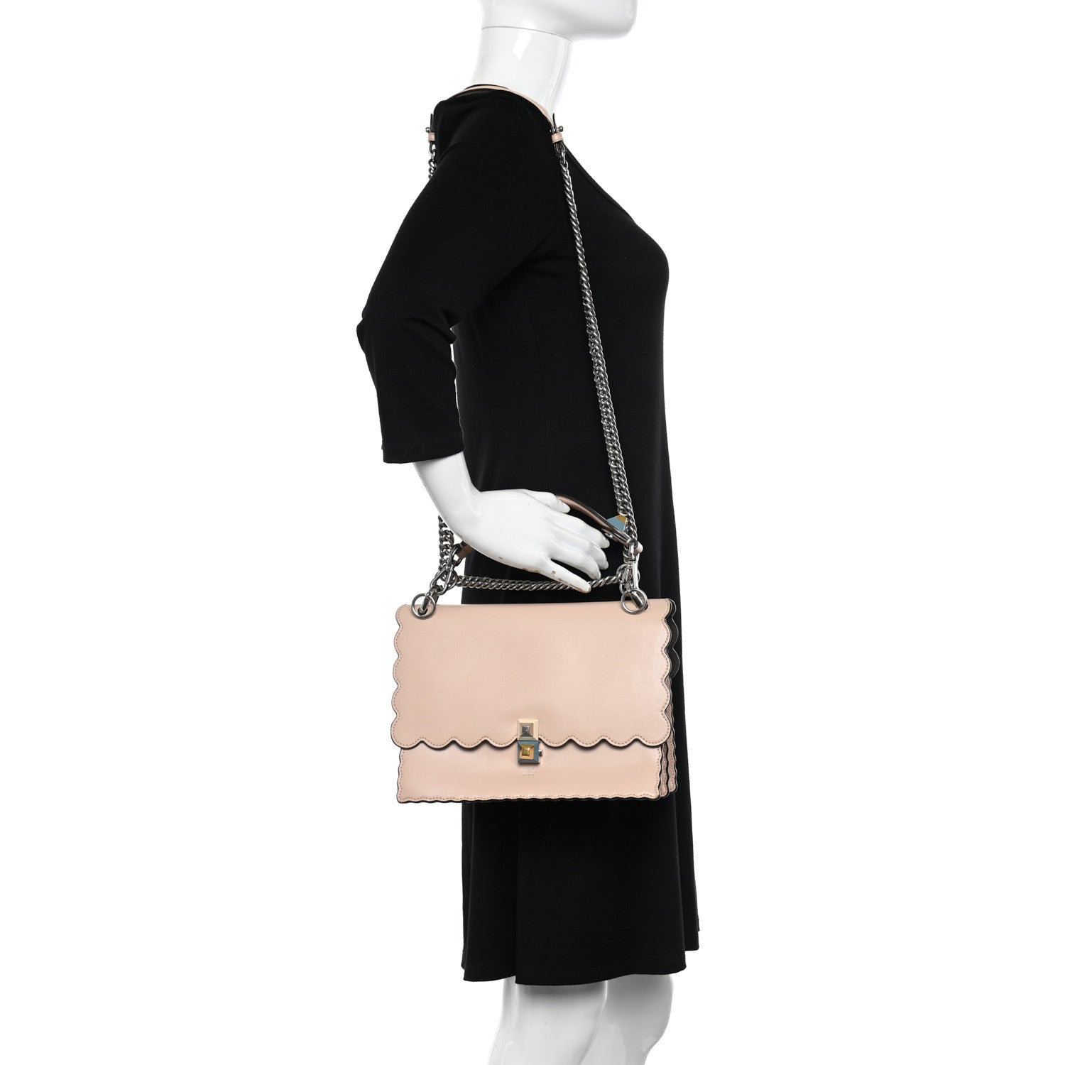 Fendi Vitello Liberty Scalloped Studded Kan I Shoulder Bag Plaster 2 of 18