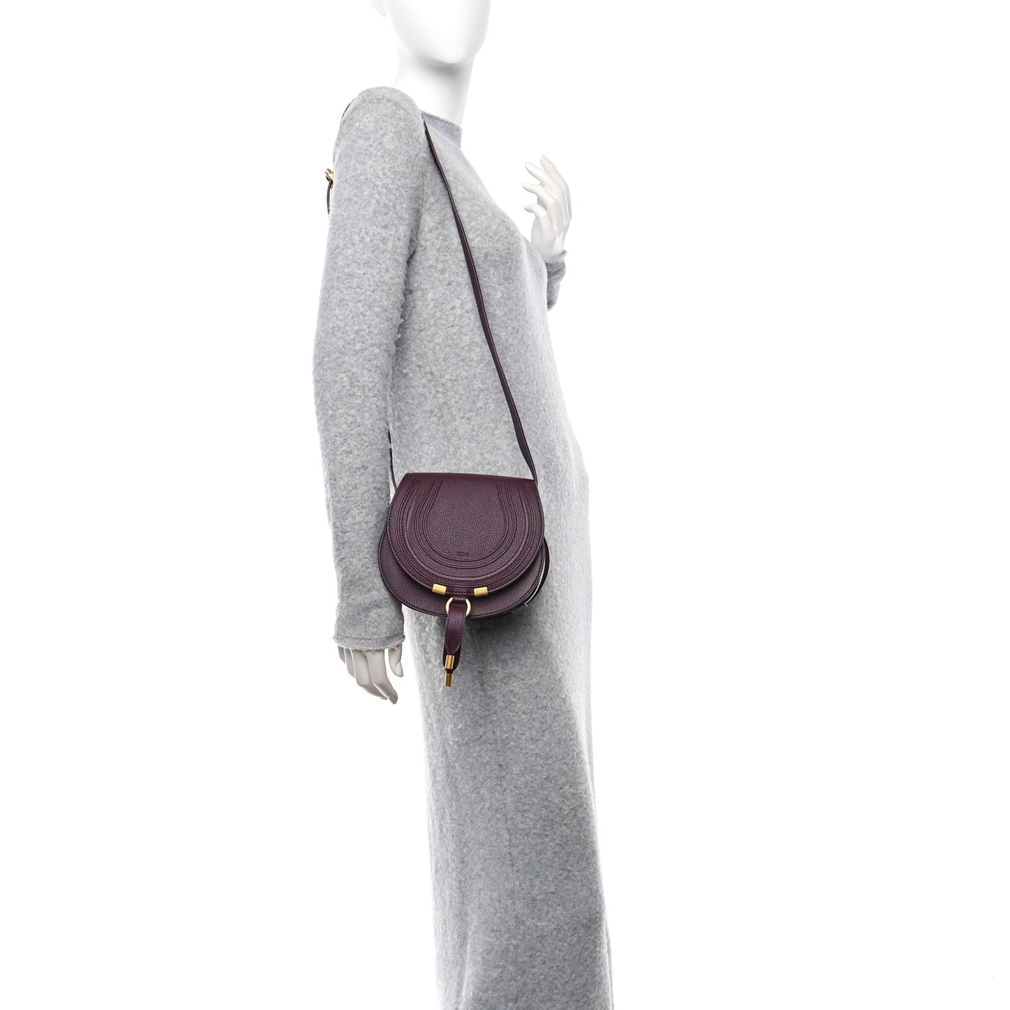 Grained Calfskin Small Marcie Saddle Bag Dimness Purple
