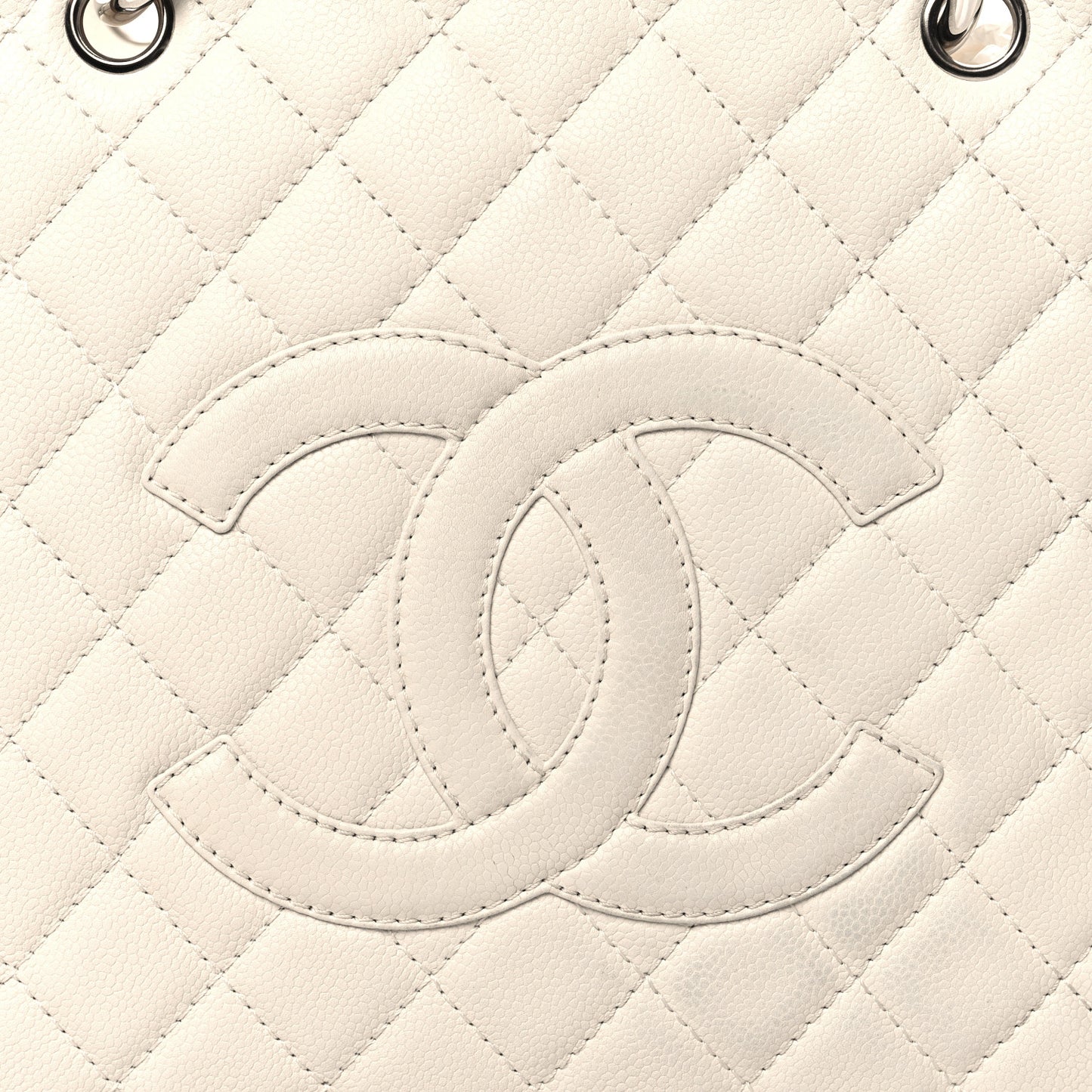 Caviar Quilted Grand Shopping Tote GST White