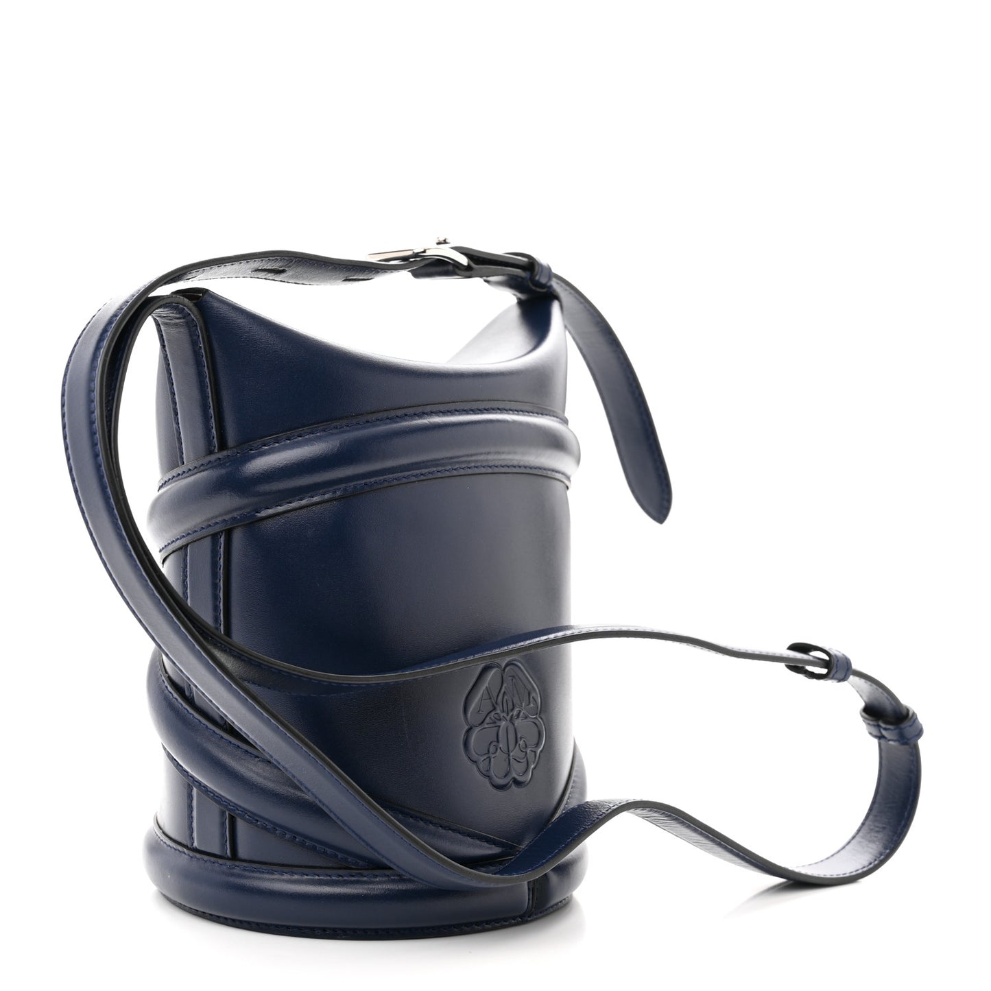 Calfskin Curve Bucket Bag Navy