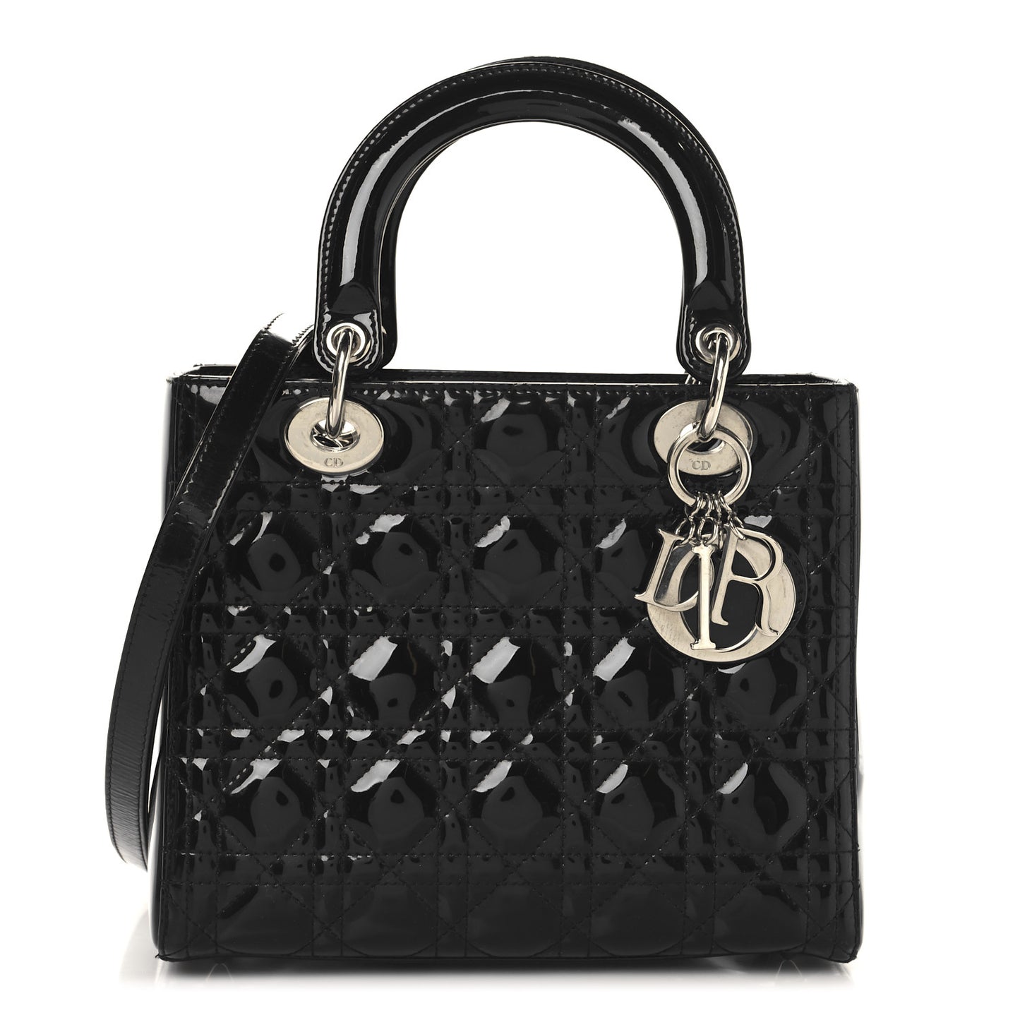 Patent Cannage Medium Lady Dior Black