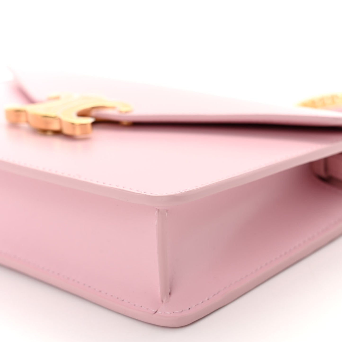 Shiny Calfskin Triomphe Margo Wallet on Chain Pastel Pink