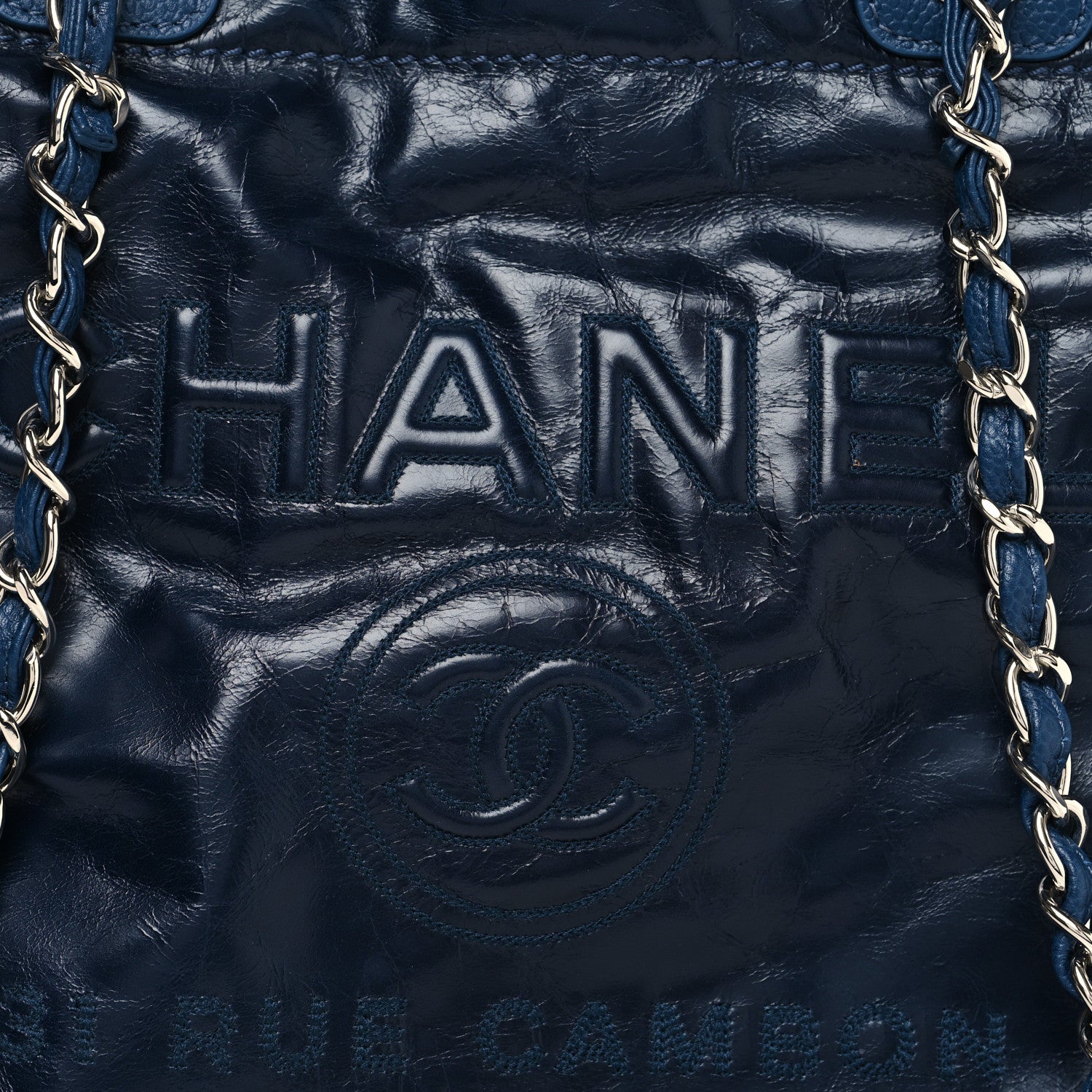 Chanel Glazed Calfskin Medium Deauville Tote Blue 8 of 15