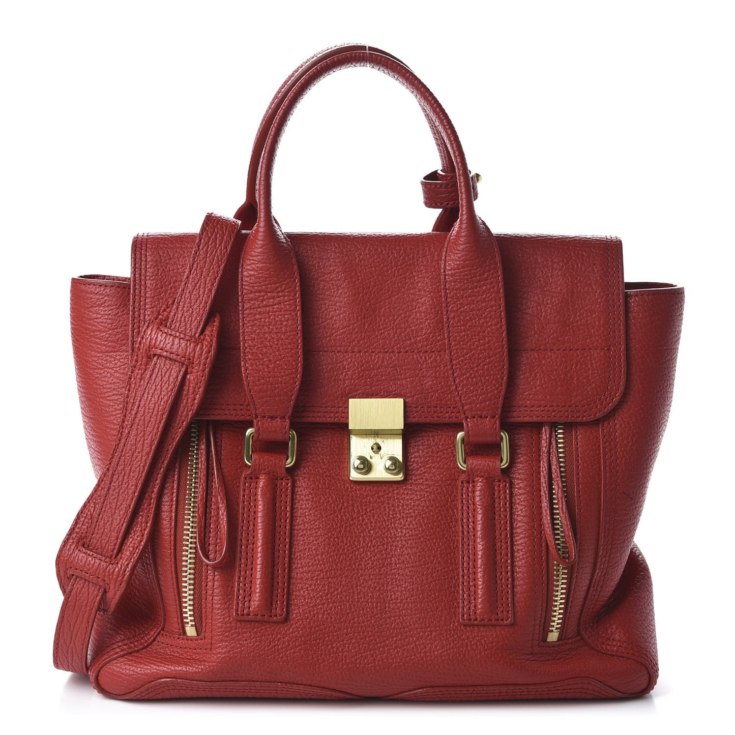 3.1 Textured Calfskin Medium Pashli Satchel Red