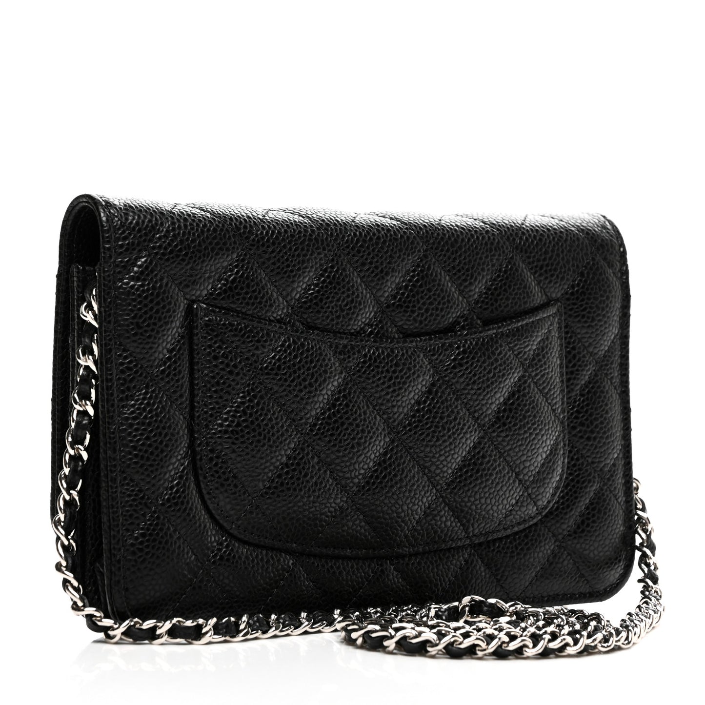 Caviar Quilted Wallet on Chain WOC Black