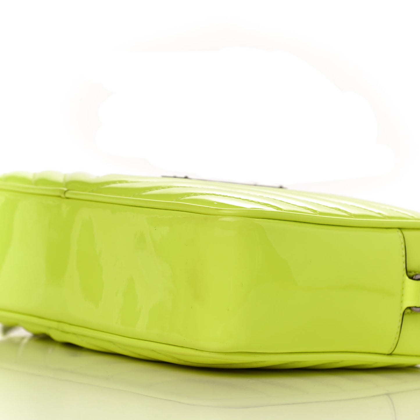 Patent Calfskin Matelasse Monogram Lou Camera Bag Neon Yellow