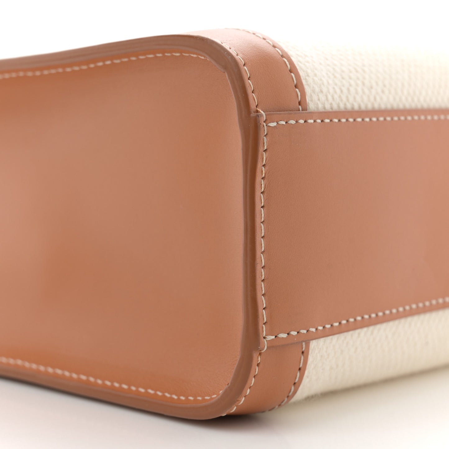 Canvas Calfskin Logo Print Small Vertical Cabas Natural Tan