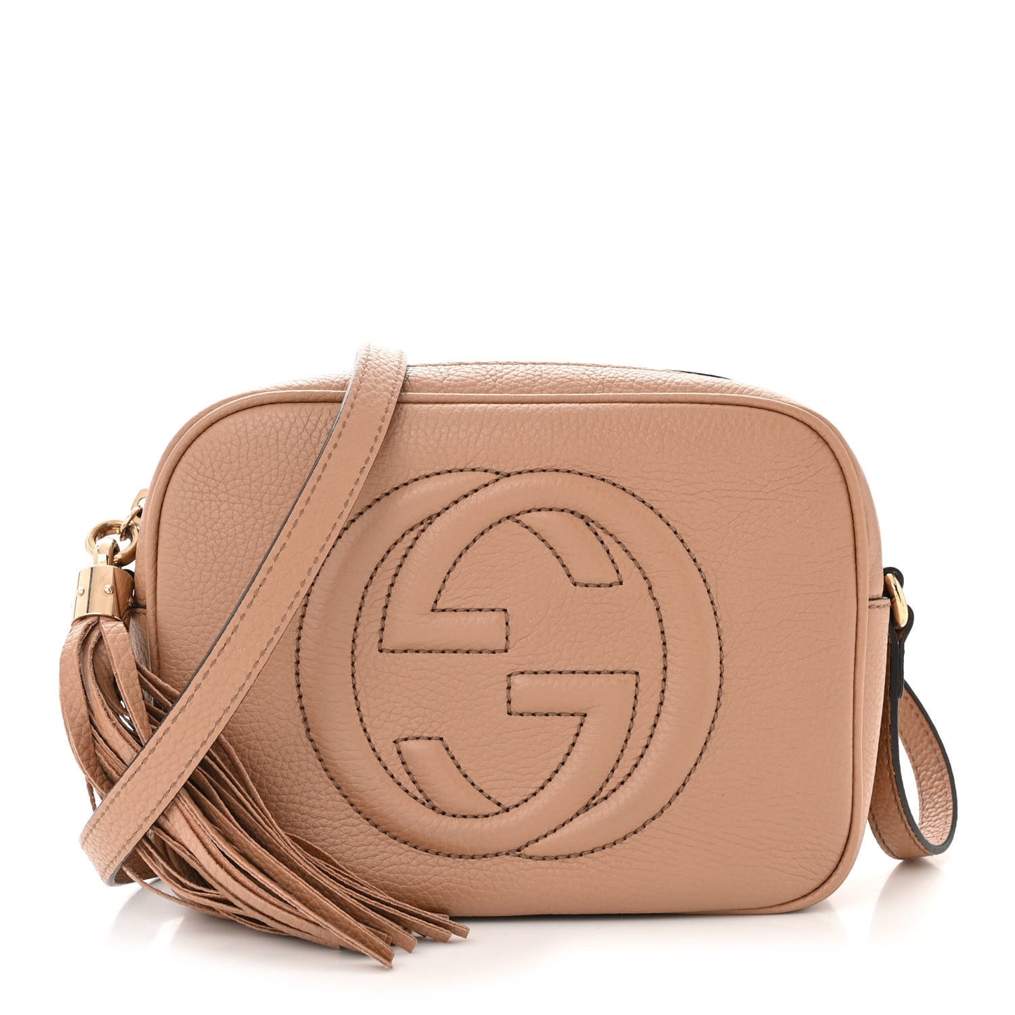Pebbled Calfskin Small Soho Disco Bag Camelia