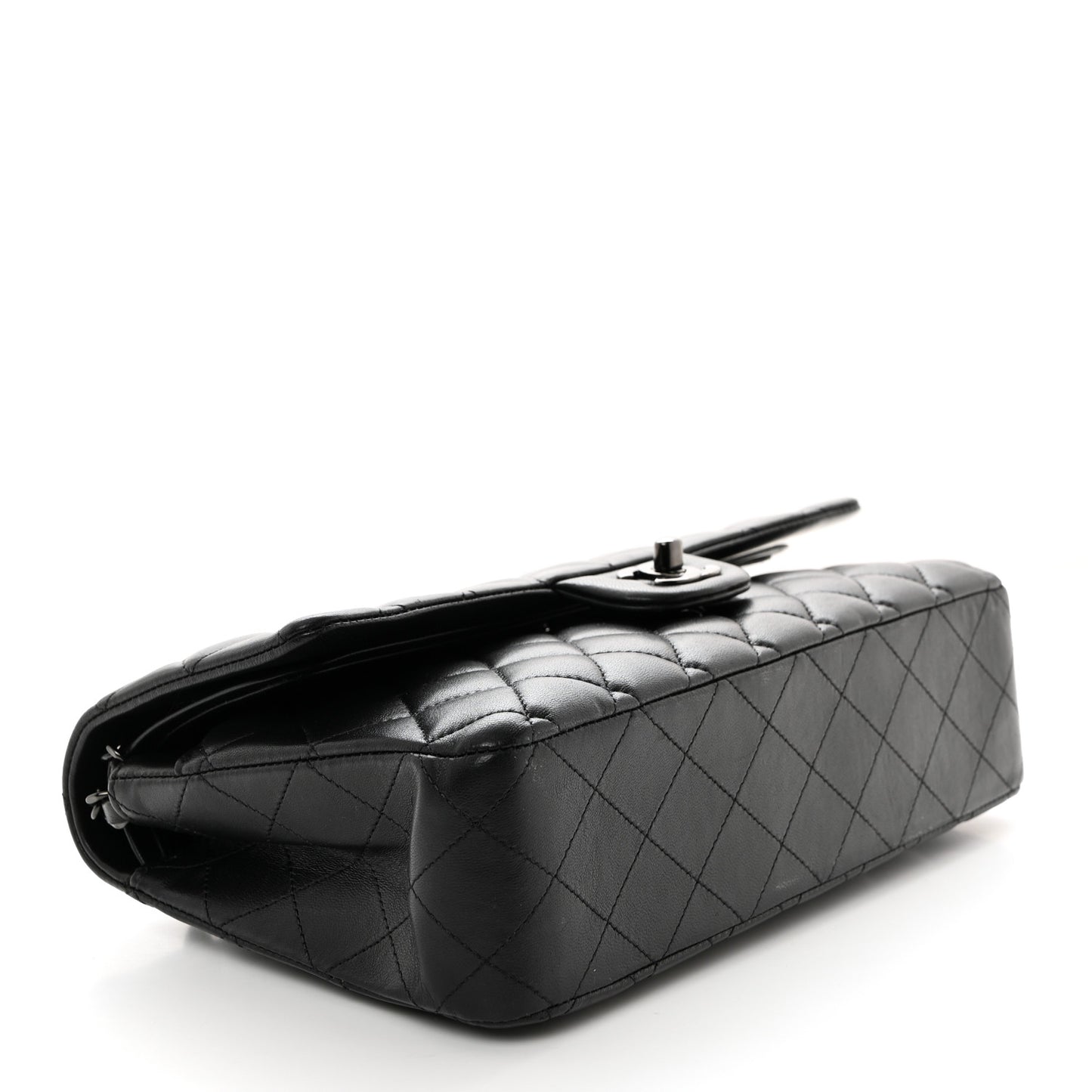 Lambskin Quilted Medium Double Flap So Black