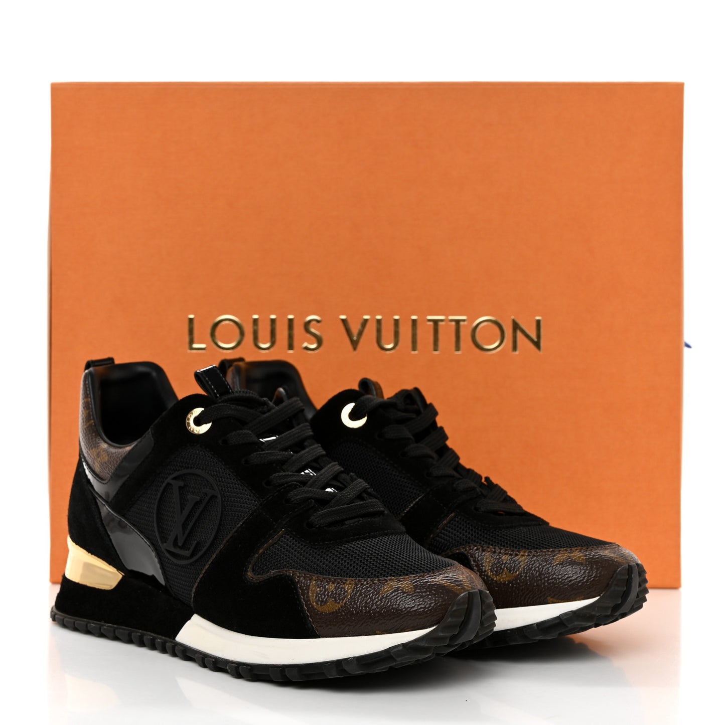 Suede Monogram Run Away Sneakers 36.5 Black