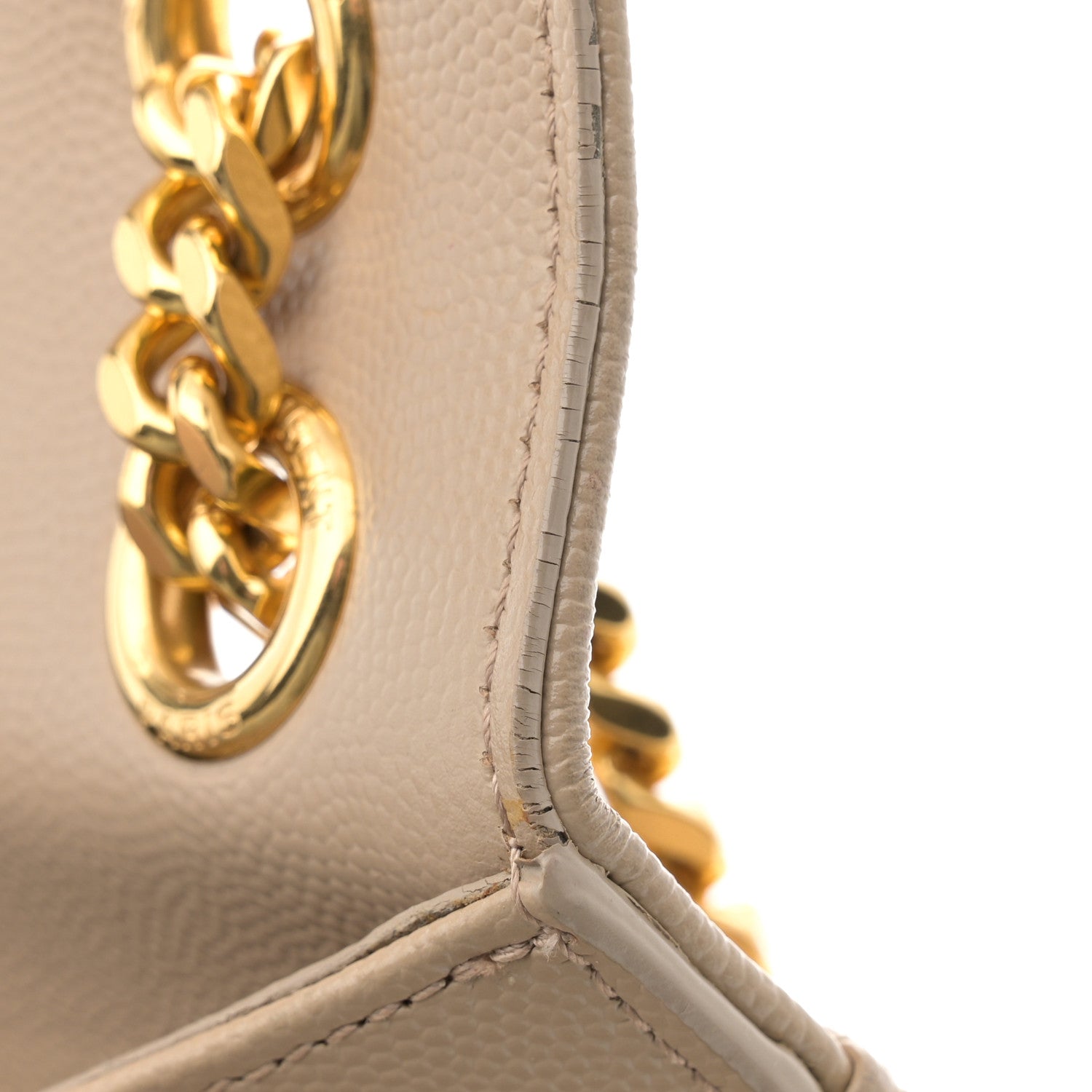 Saint Laurent Grain De Poudre Textured Mixed Matelasse Medium Triquilt Monogram Satchel Dark Beige 14 of 17