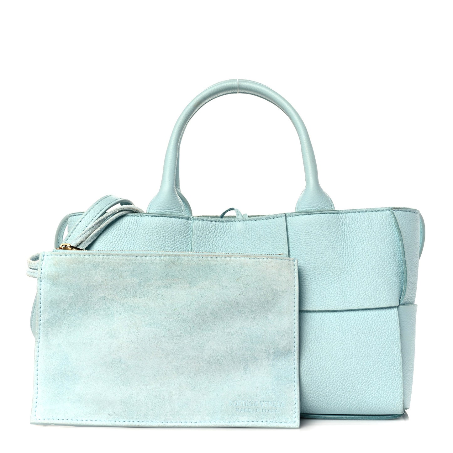 Grained Calfskin Maxi Intrecciato Mini Arco Tote Pale Blue