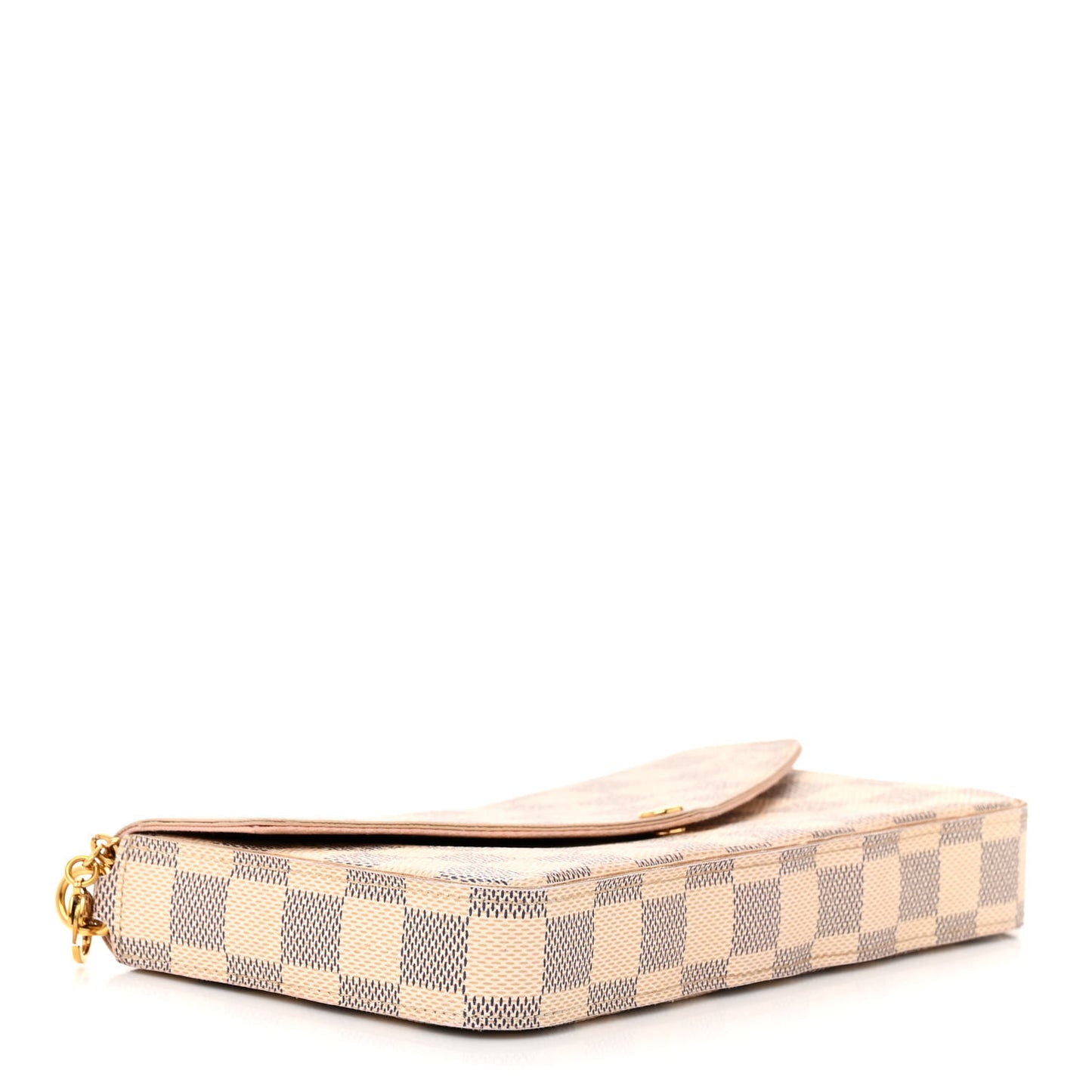 Damier Azur Pochette Felicie Chain Wallet Rose Ballerine