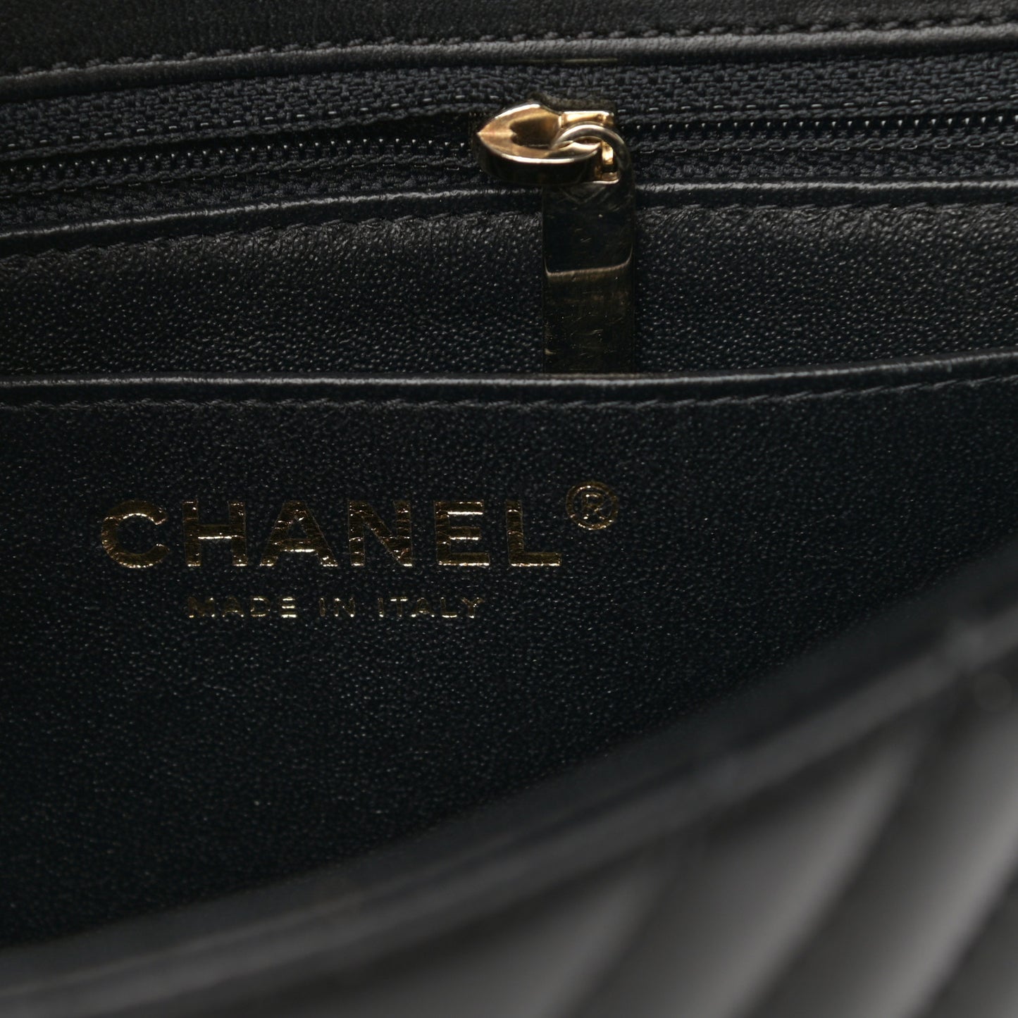 Lambskin Chevron Quilted Mini Square Flap Black