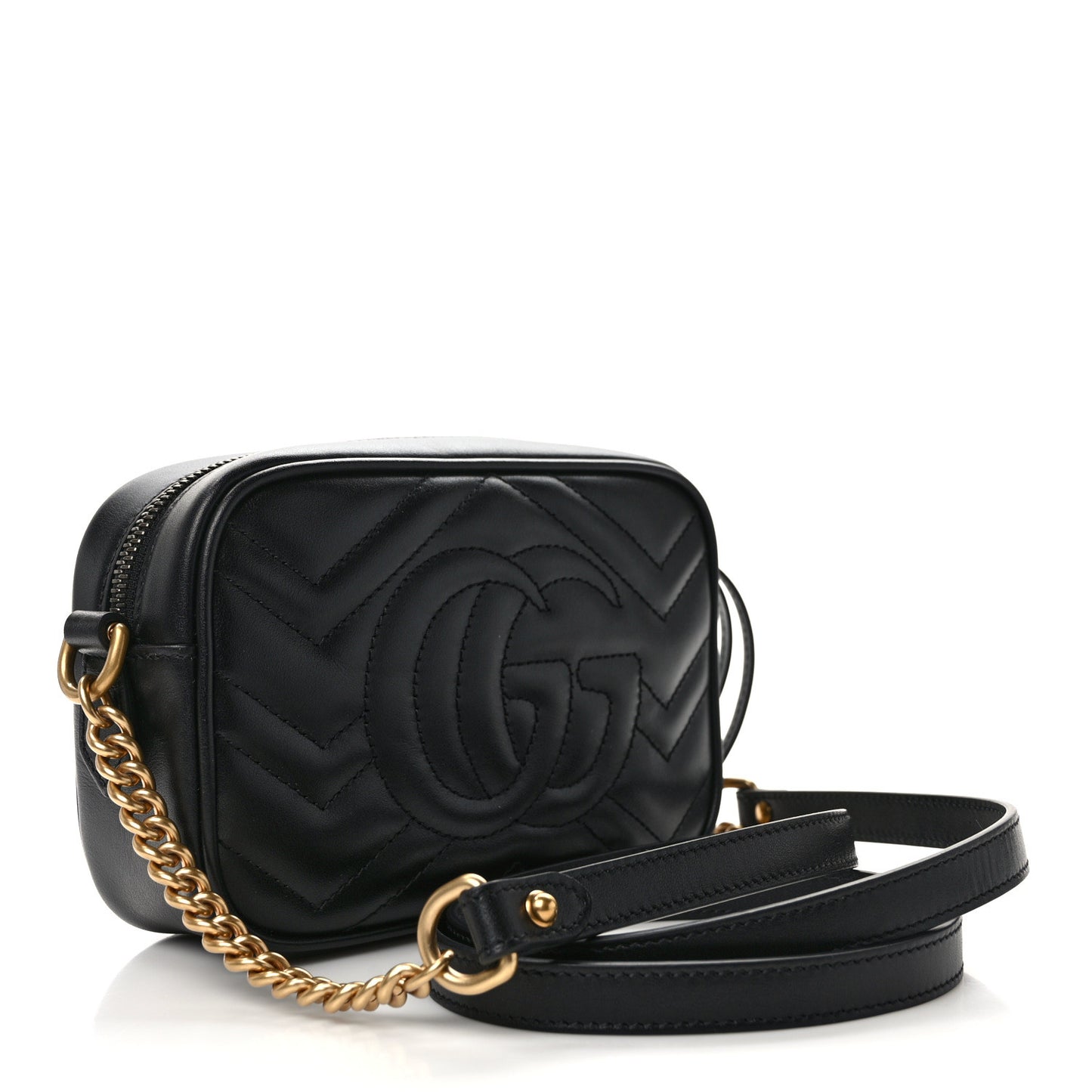 Calfskin Matelasse Mini GG Marmont Chain Shoulder Bag Black