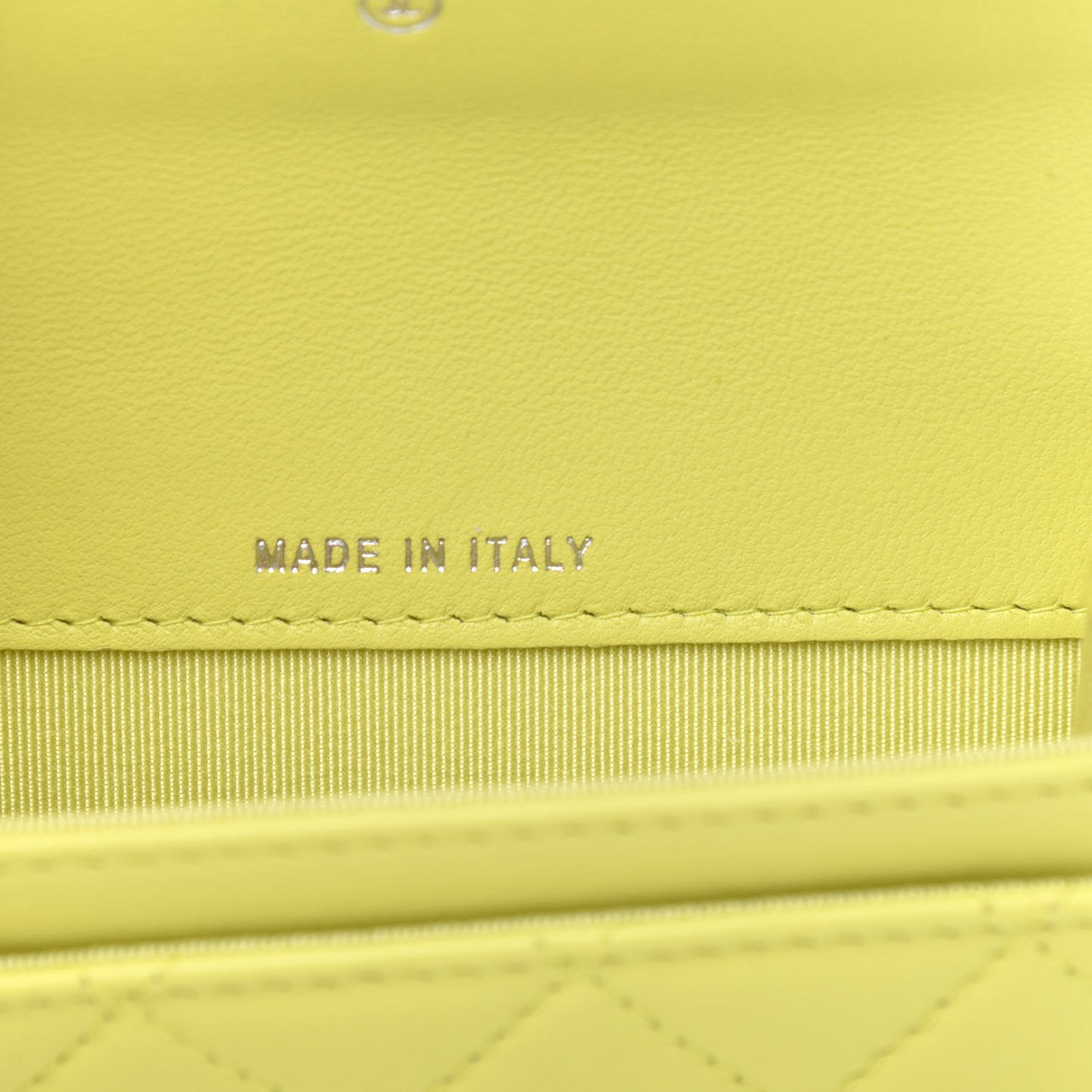 Lambskin Quilted Flap Card Holder Wallet Yellow