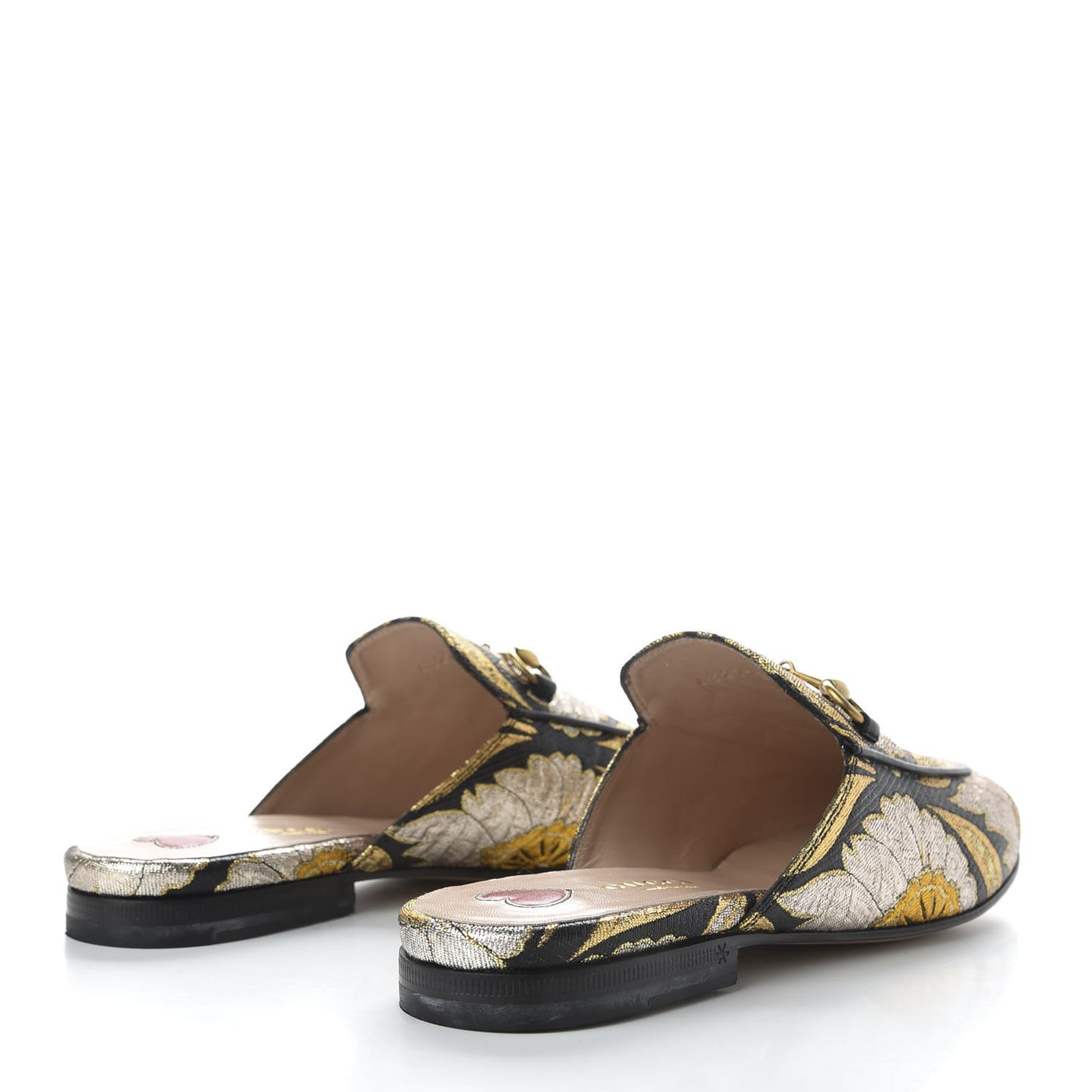 Jacquard Floral Womens Princetown Slippers 36 Oro Black