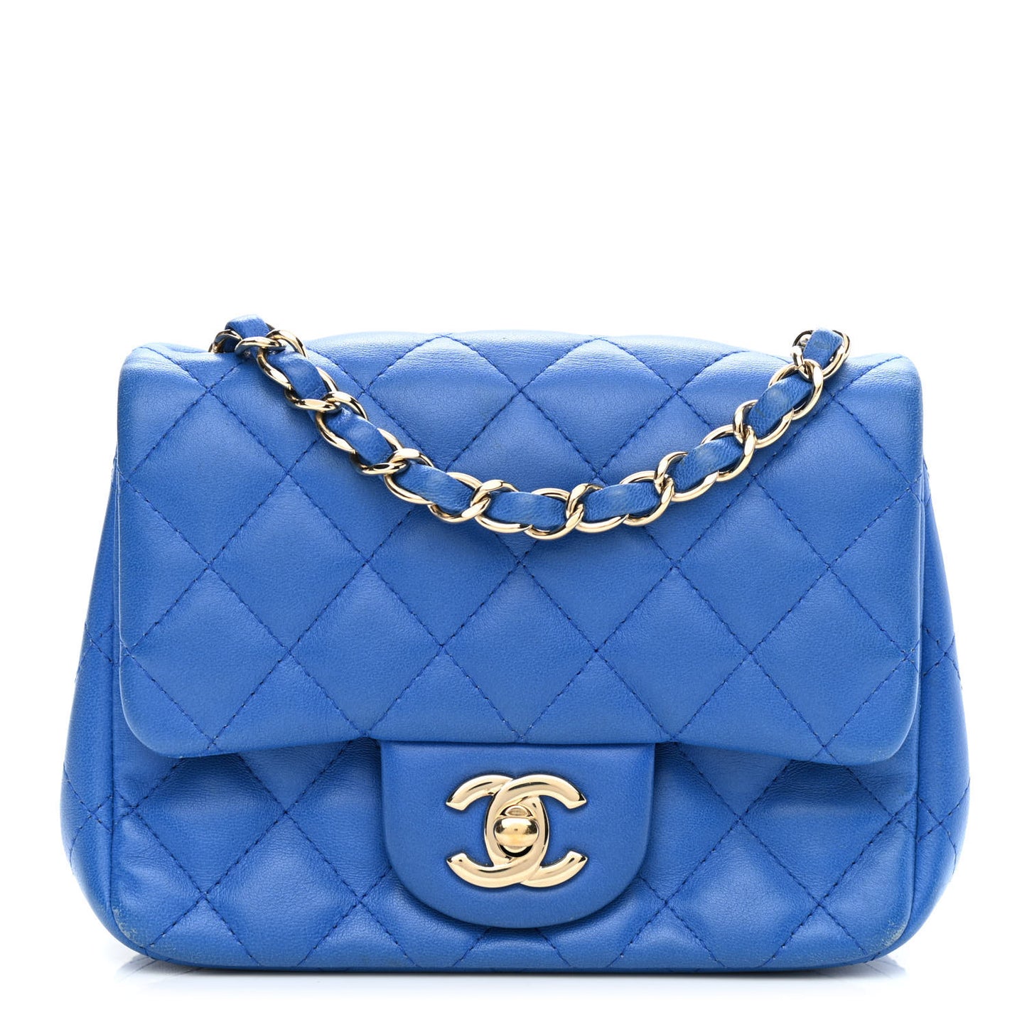 Lambskin Quilted Mini Square Flap Blue
