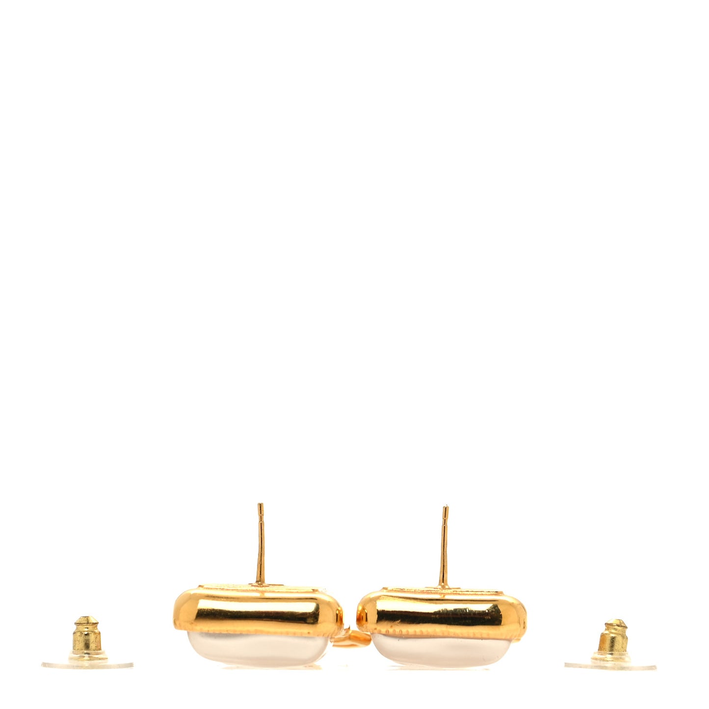 Metal Pearl Obazine CC Drop Earrings Gold