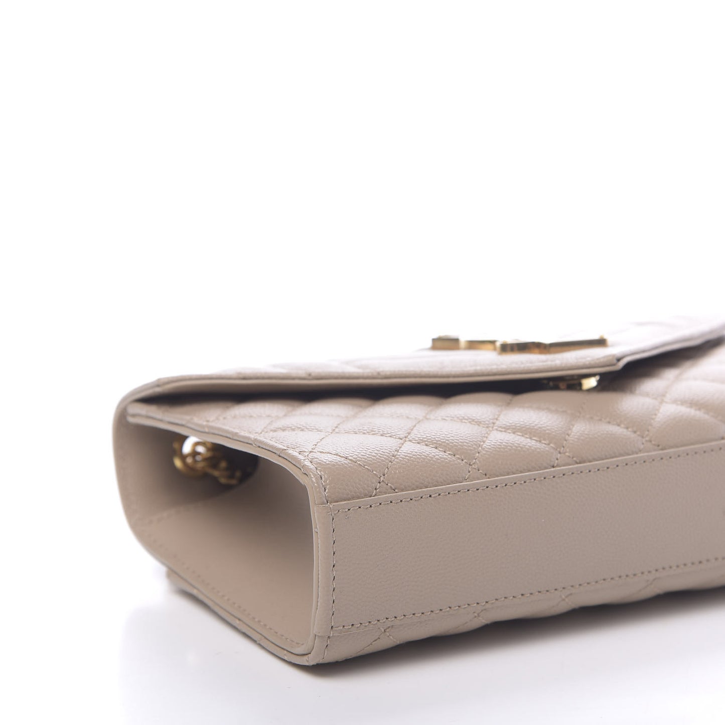 Grain De Poudre Textured Mixed Matelasse Triquilt Small Monogram Satchel Dark Beige