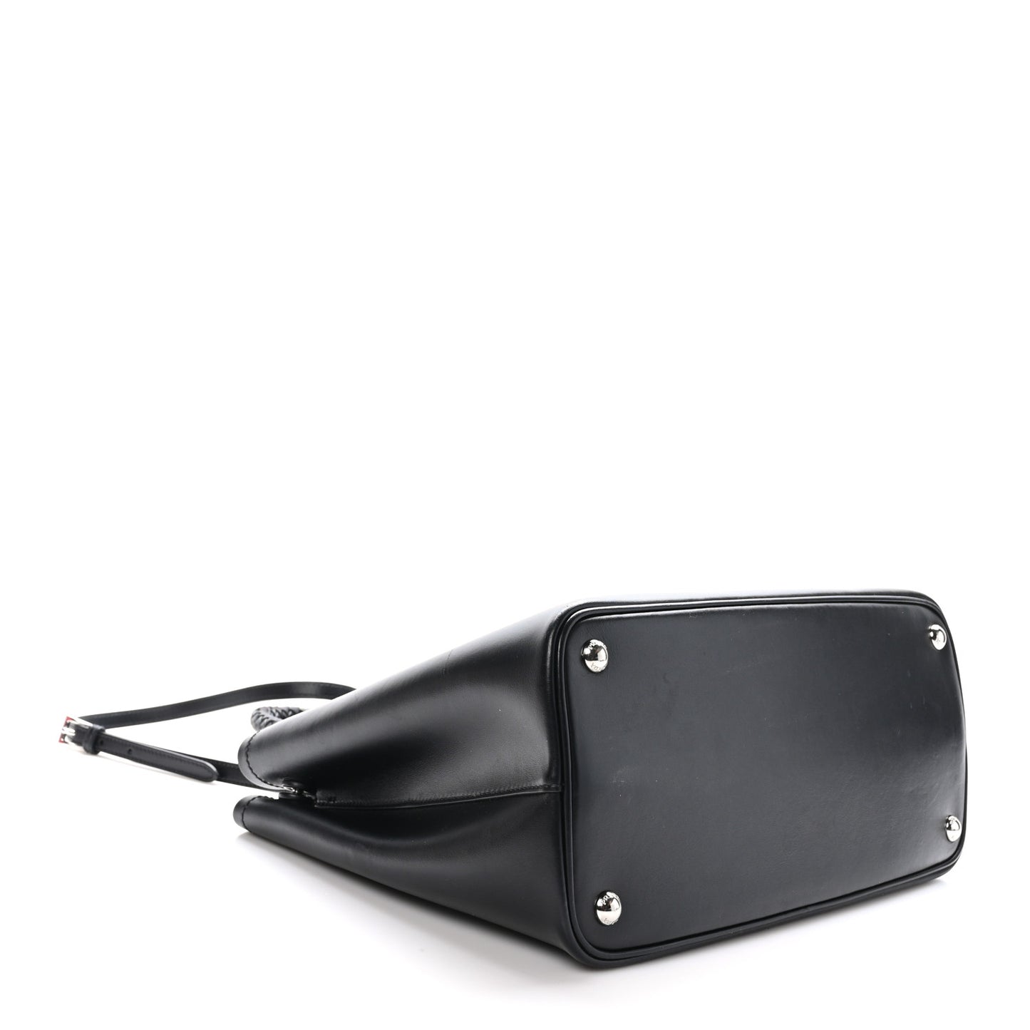 City Calfskin Braided Medium Double Bag Black