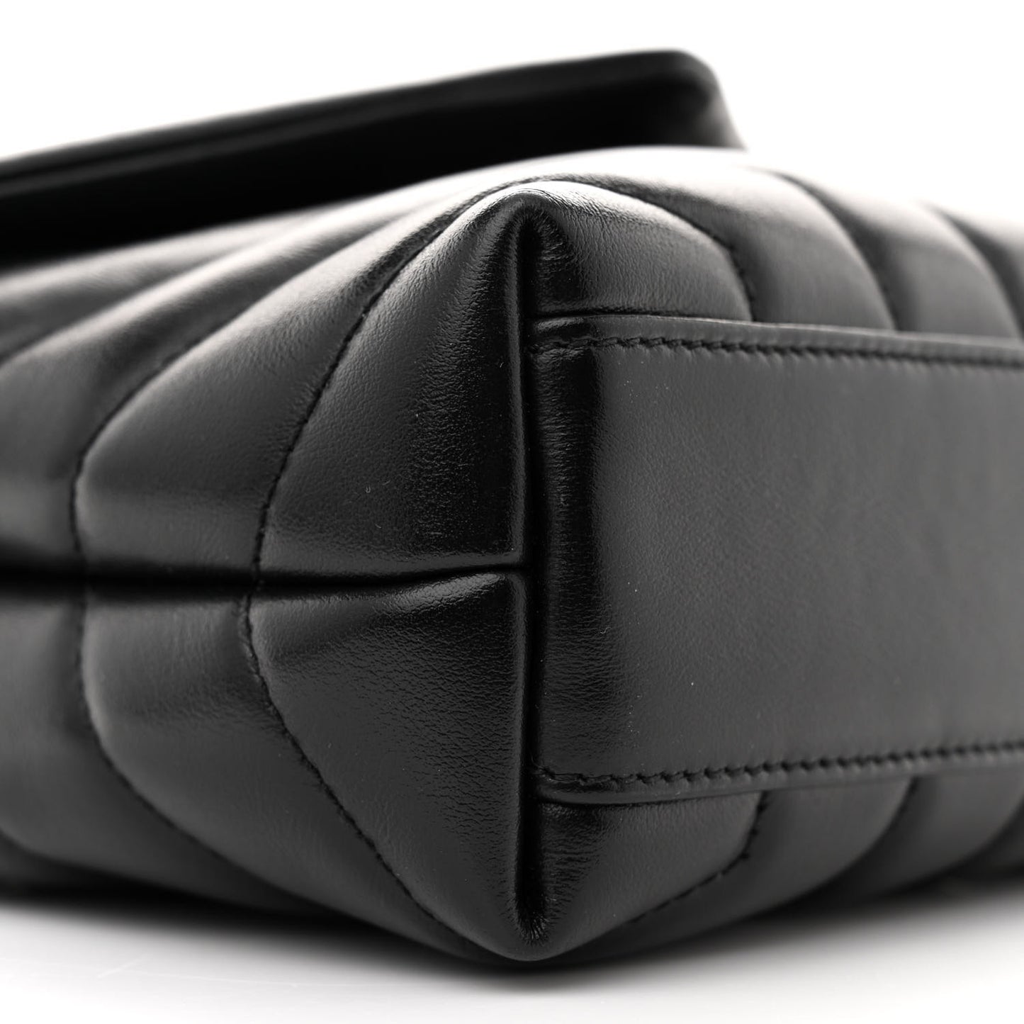 Calfskin Y Quilted Monogram Monochrome Toy Loulou Crossbody Bag Black