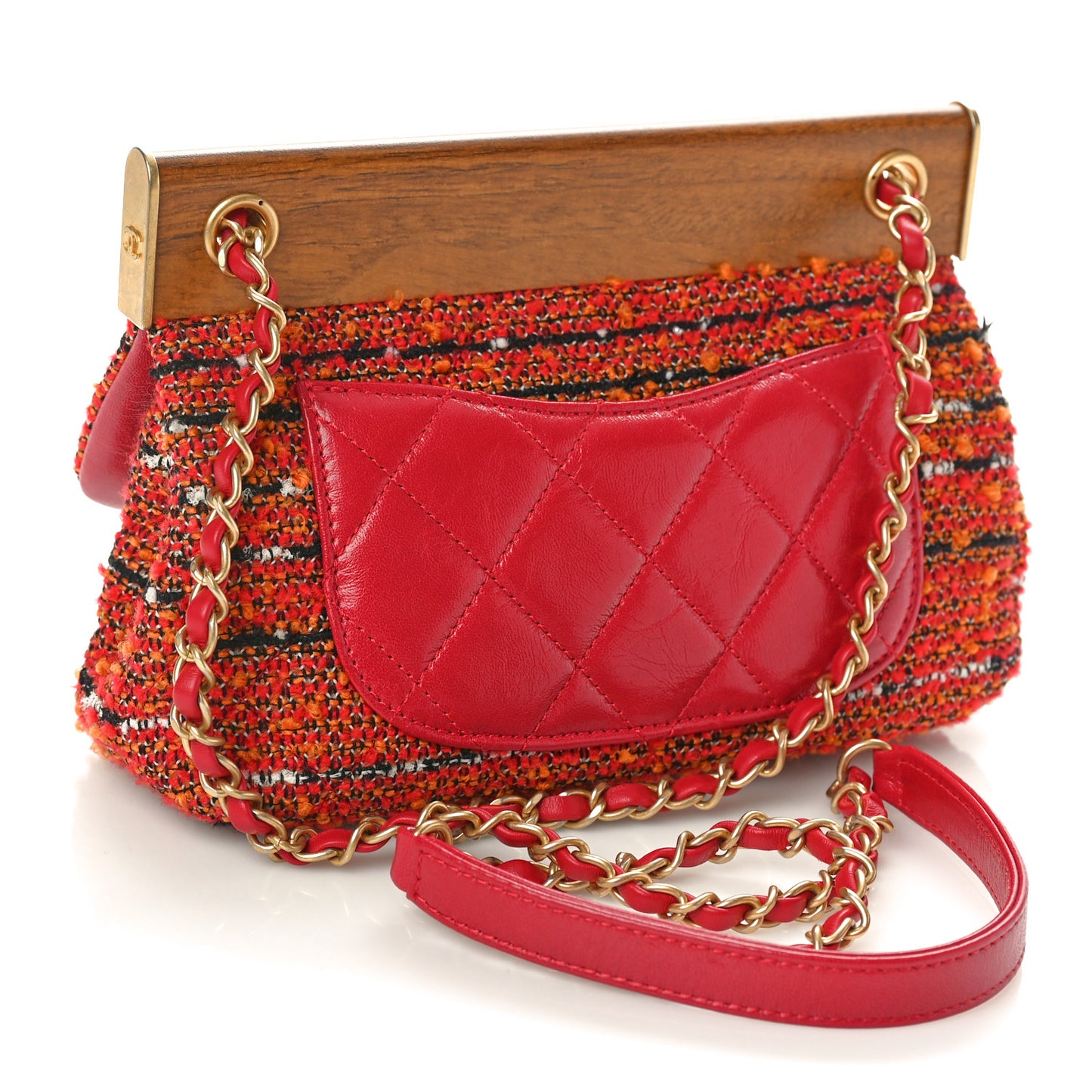 Tweed Knock On Wood Mini Flap Red
