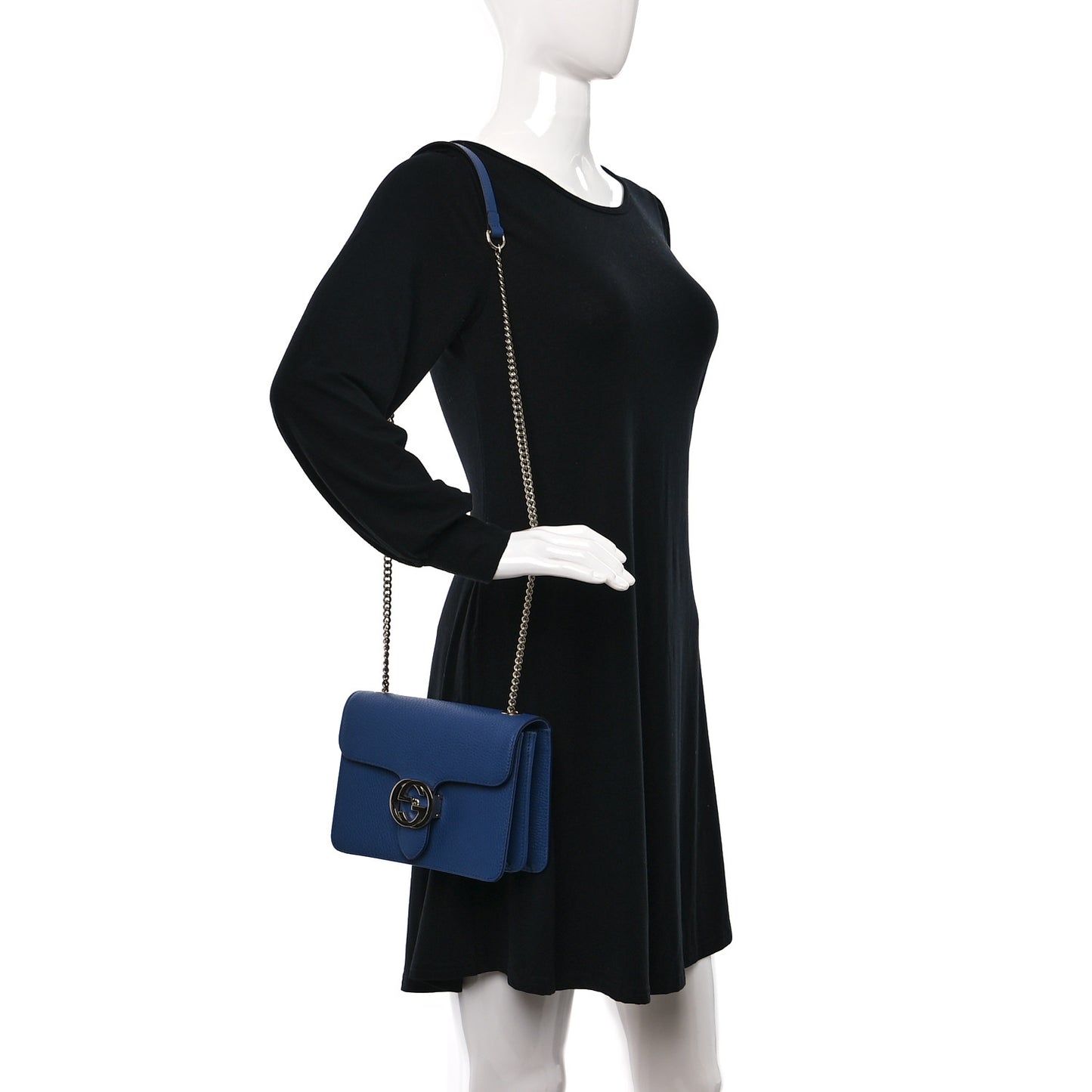 Dollar Calfskin Small Interlocking G Shoulder Bag Caspian