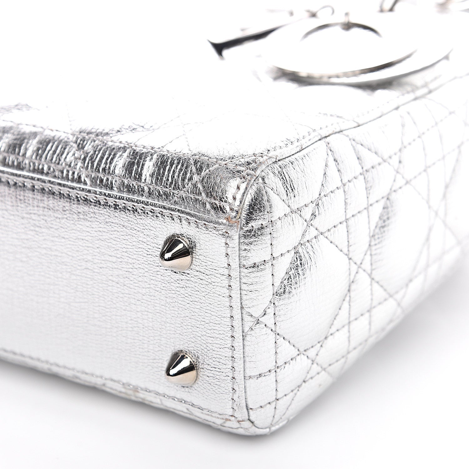 Christian Dior Metallic Grained Calfskin Cannage My ABCDior Lady Dior Silver 8 of 9