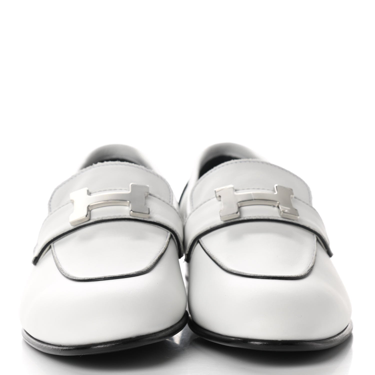 Hermes Calfskin Womens Paris Loafers 36.5 White 2 of 9