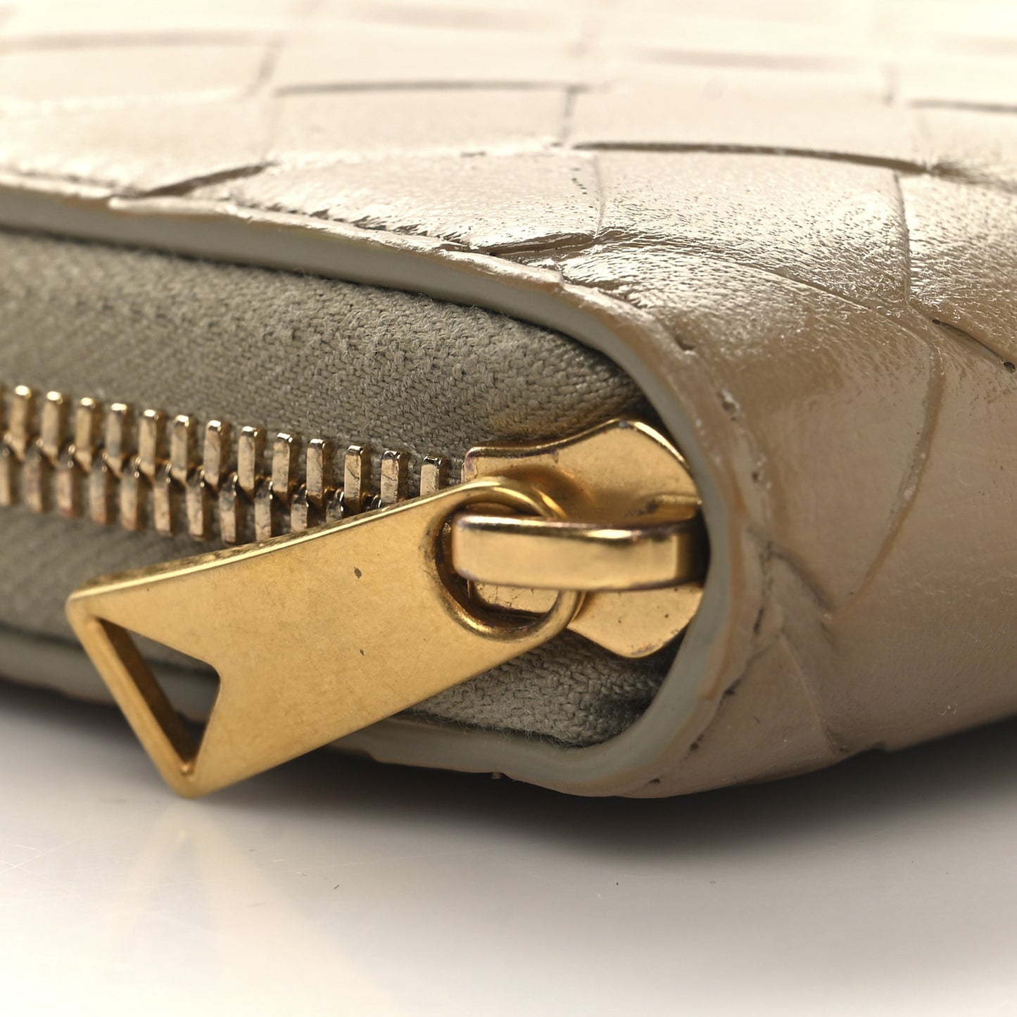 Nappa Intrecciato Zip Around Wallet Taupe