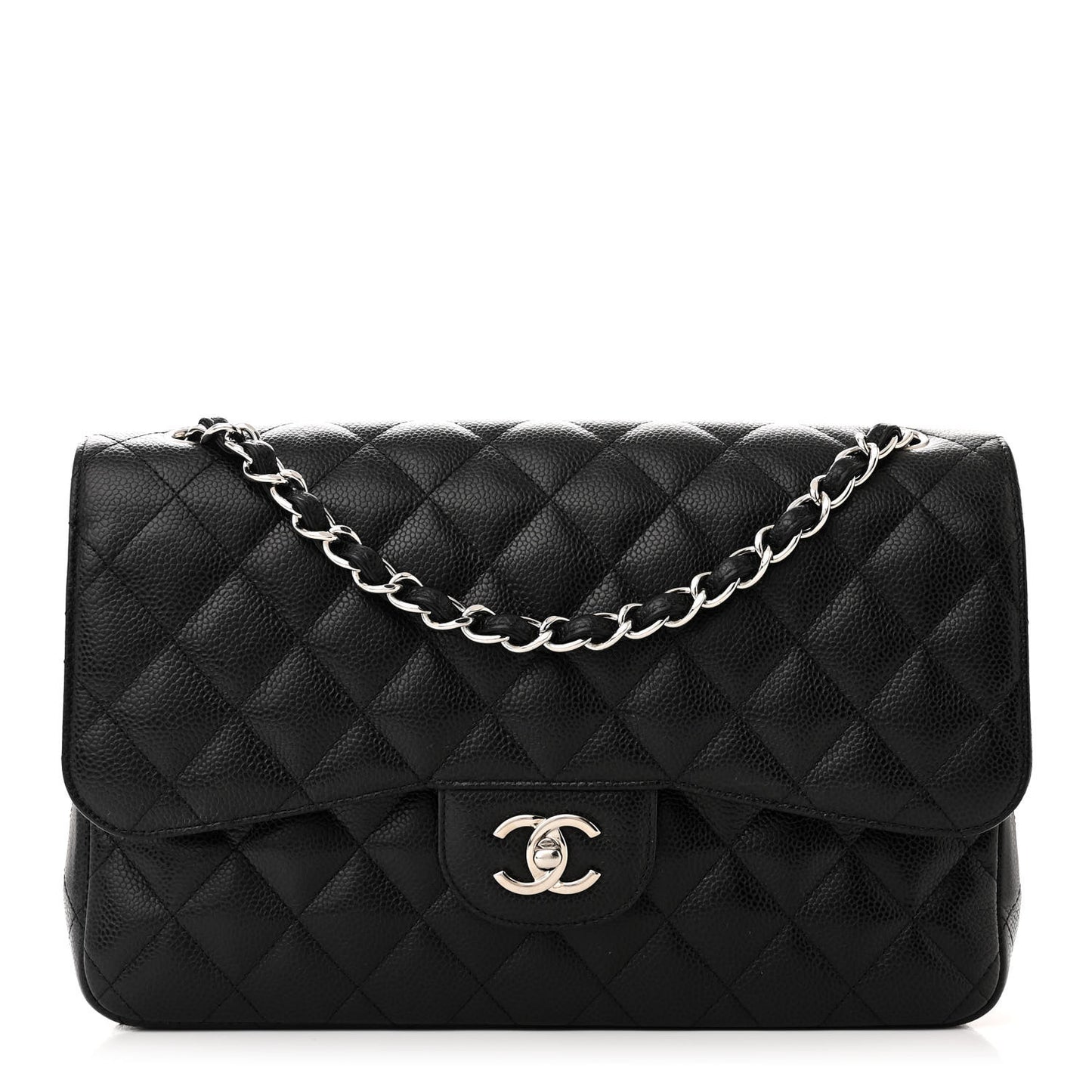 Caviar Quilted Jumbo Double Flap Black