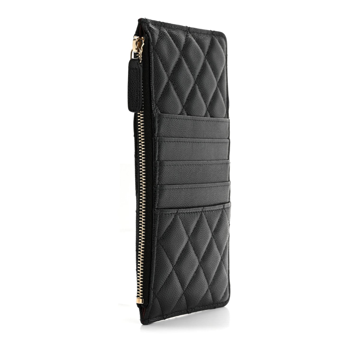 Caviar Quilted Classic Flat Wallet Pouch Black