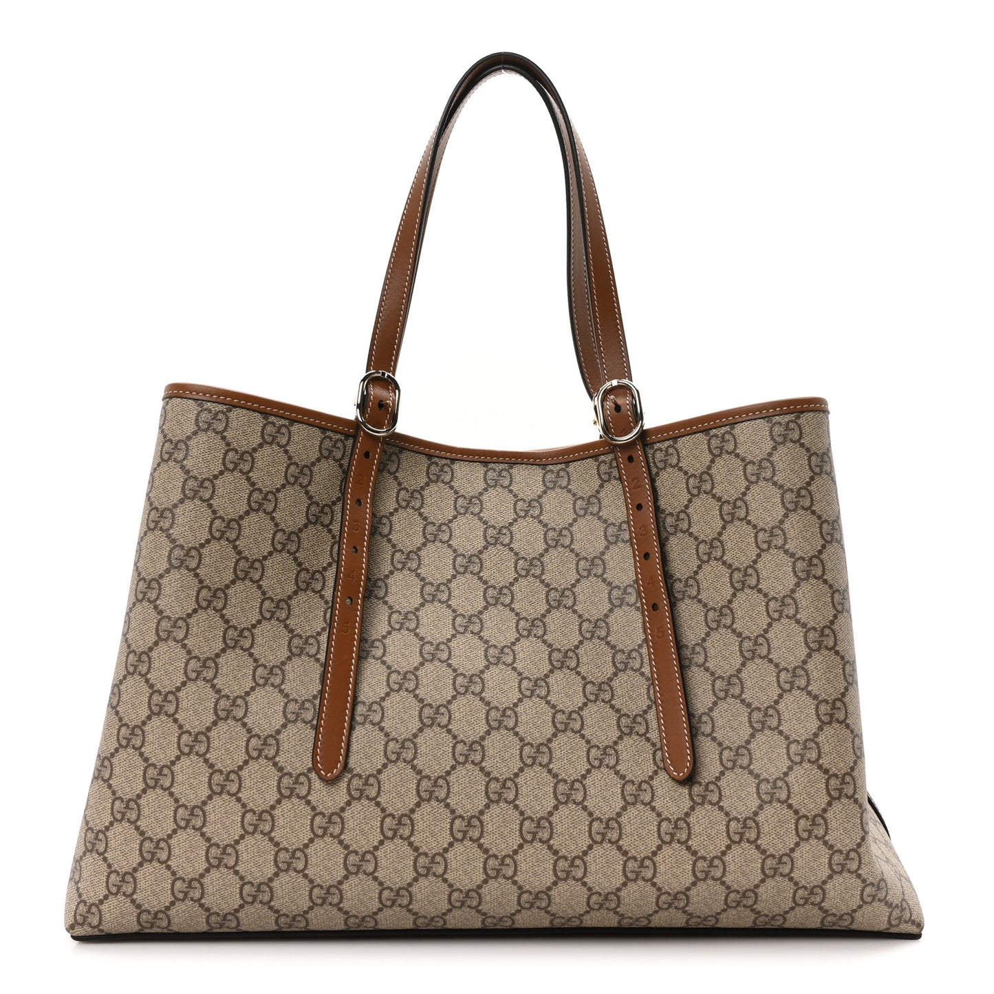 GG Supreme Monogram Emblem Medium Tote Bag Beige Dark Brown