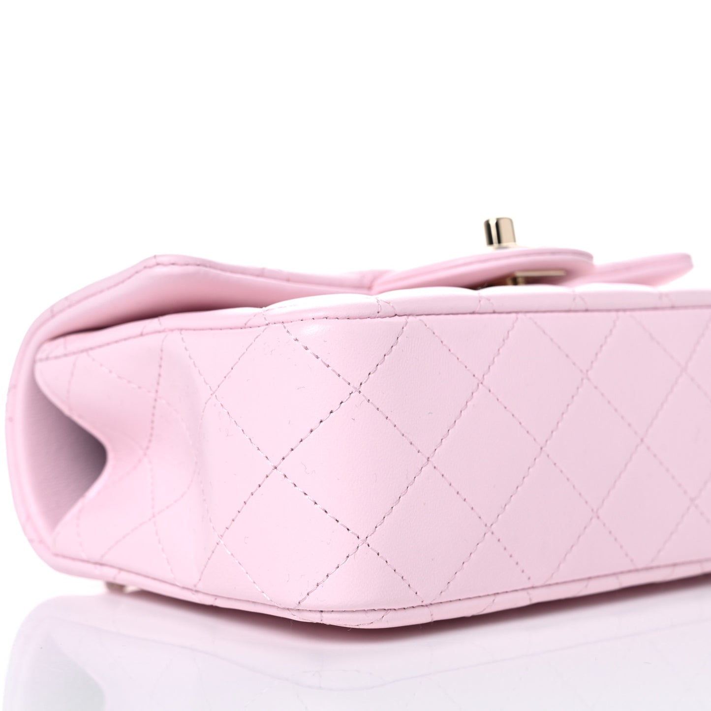 Lambskin Quilted Mini Top Handle Rectangular Flap Light Pink