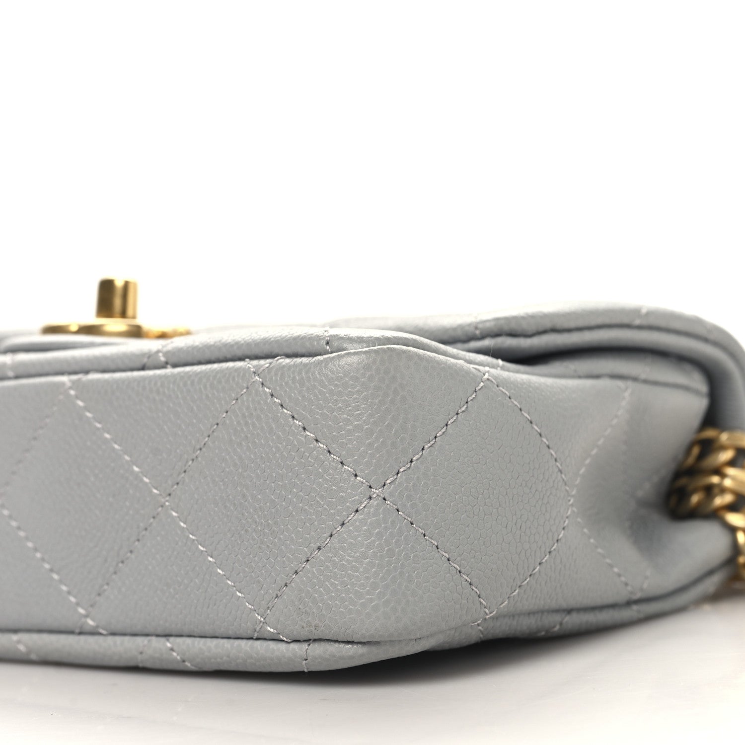 Chanel Caviar Quilted Mini Sweetheart Rectangular Flap Light Grey 10 of 10