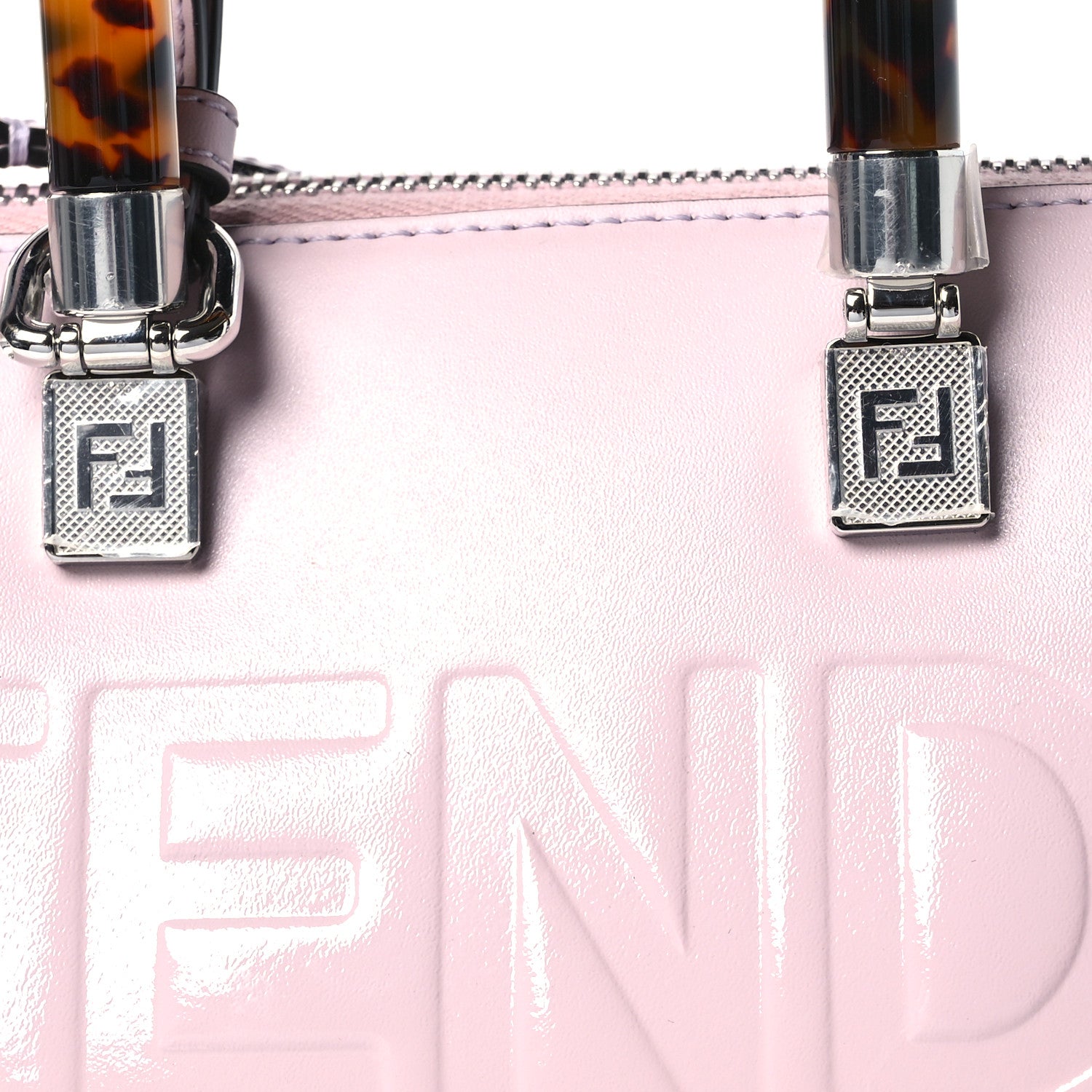 Fendi Plexiglass Logo Embossed Mini By The Way Top Handle Boston Bag Soft Berry 8 of 10