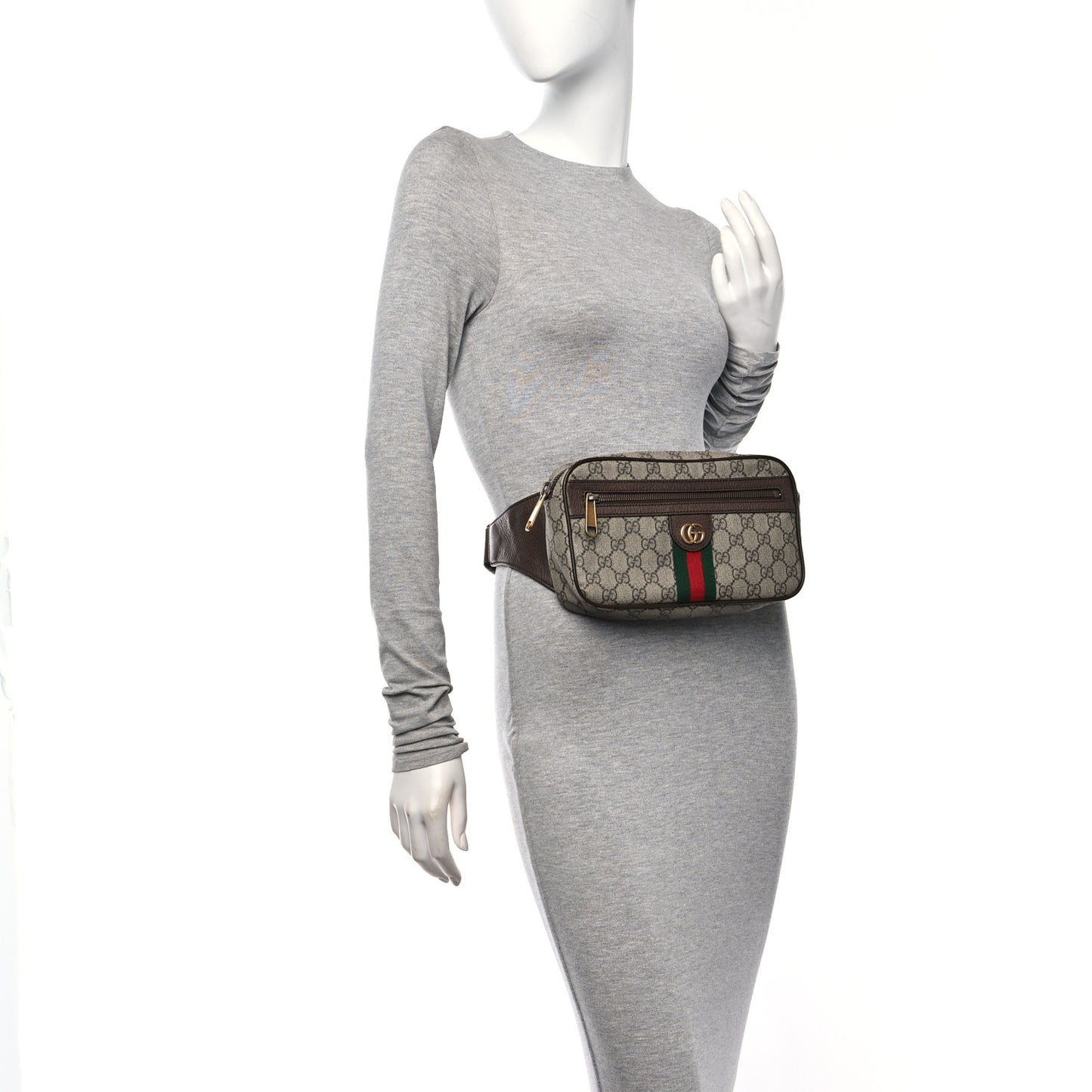 Soft GG Supreme Monogram Medium Ophidia Belt Bag Dark Brown