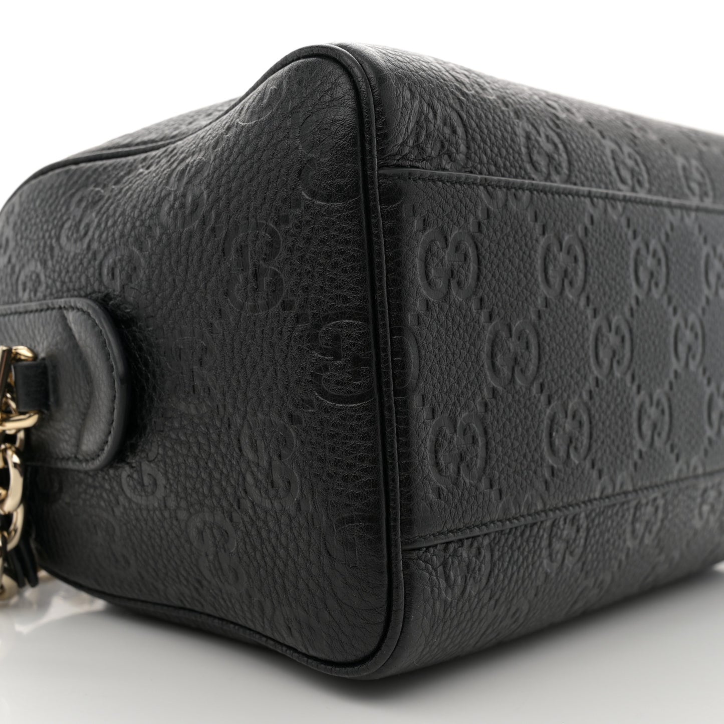 Calfskin GG Emblem Small Top Handle Bag Black